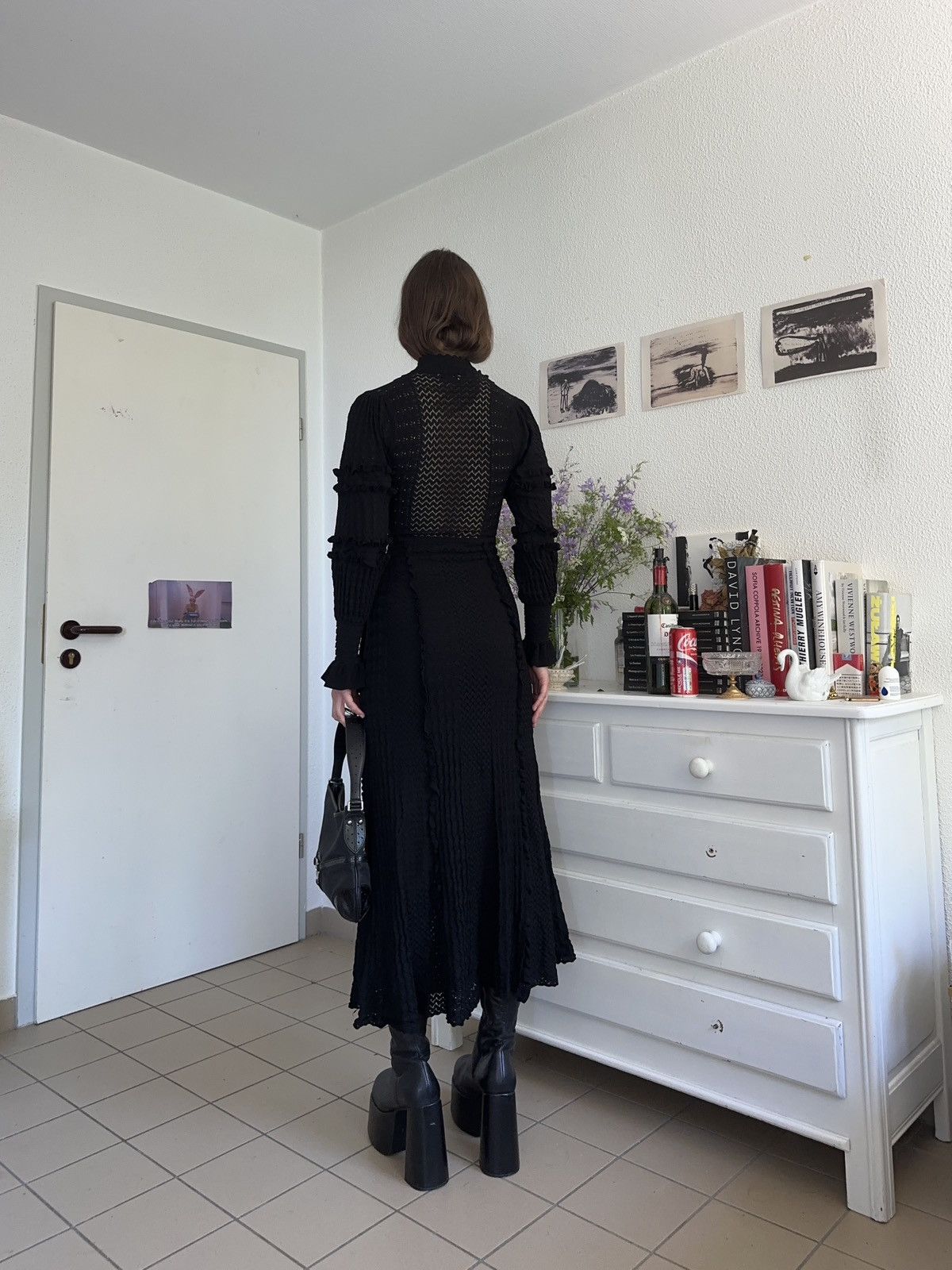 Designer × Sandro sandro black pointelle dress Size XS / US 0-2 / IT 36-38 - 4 Thumbnail