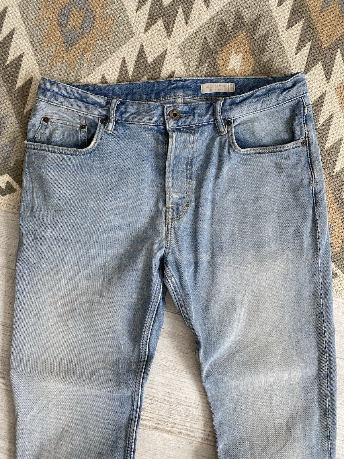 Allsaints Allsaints Blue Washed Denim Dean Jeans Pants Size US 32 / EU 48 - 3 Thumbnail