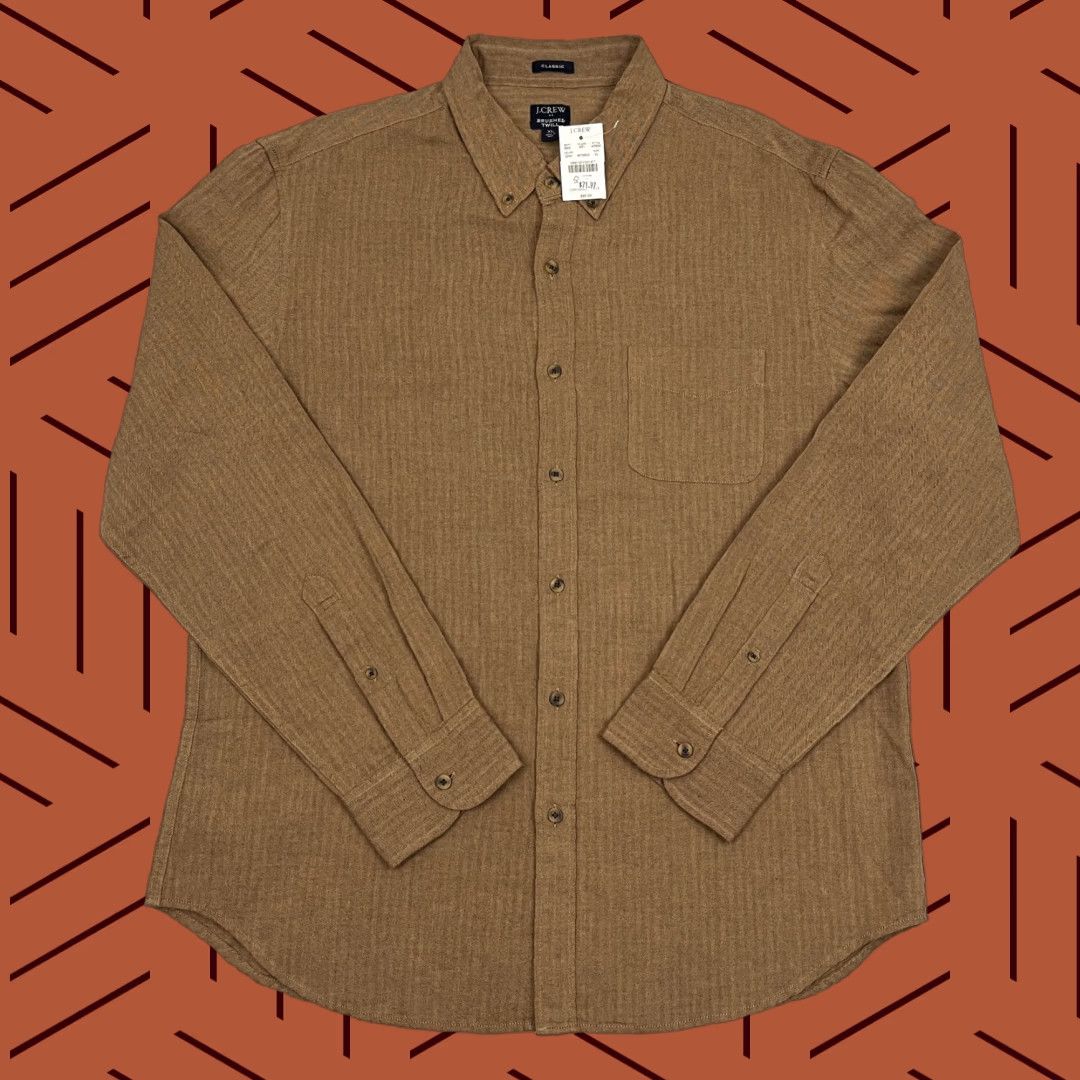 J.Crew J. Crew Brushed Twill Cotton Shirt Mens XL Classic Fit Brown Button Down NEW Size US XL / EU 56 / 4 - 1 Thumbnail