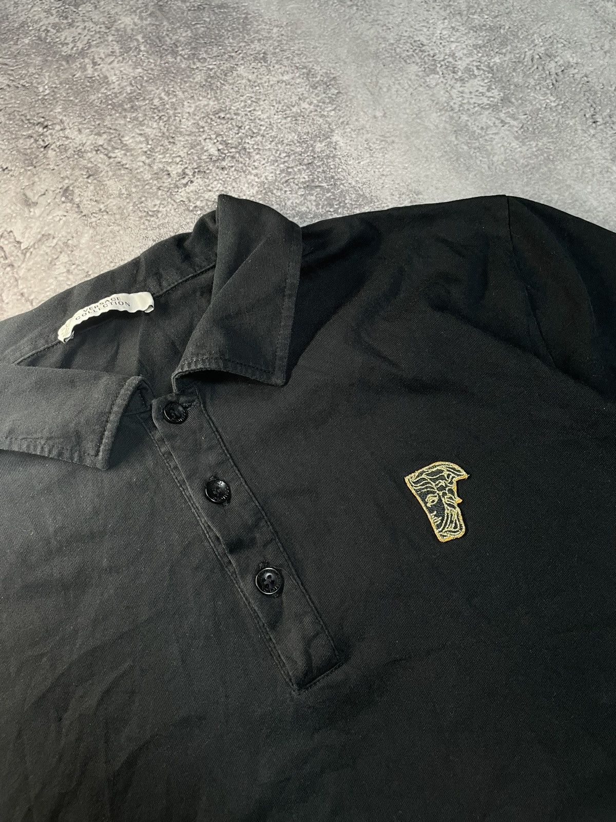 Valentino Vintage 90s Versace Medusa Archive Black Polo Tee Size US M / EU 48-50 / 2 - 2 Thumbnail