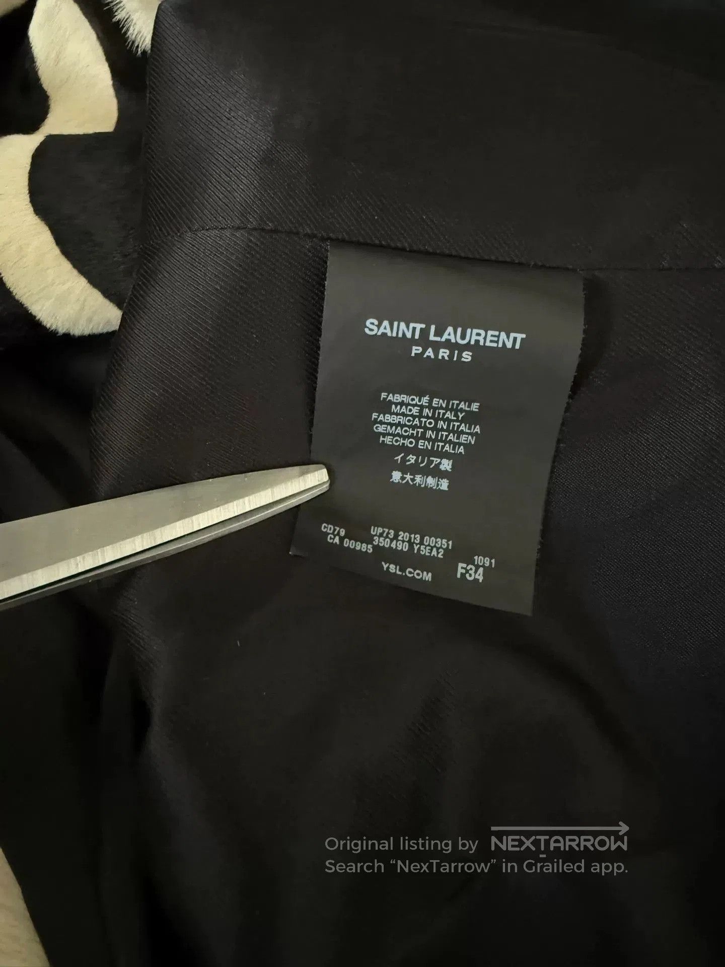 Saint Laurent Paris Saint Laurent Black Leather Jacket Zebra Collar. Size XS / US 0-2 / IT 36-38 - 6 Thumbnail