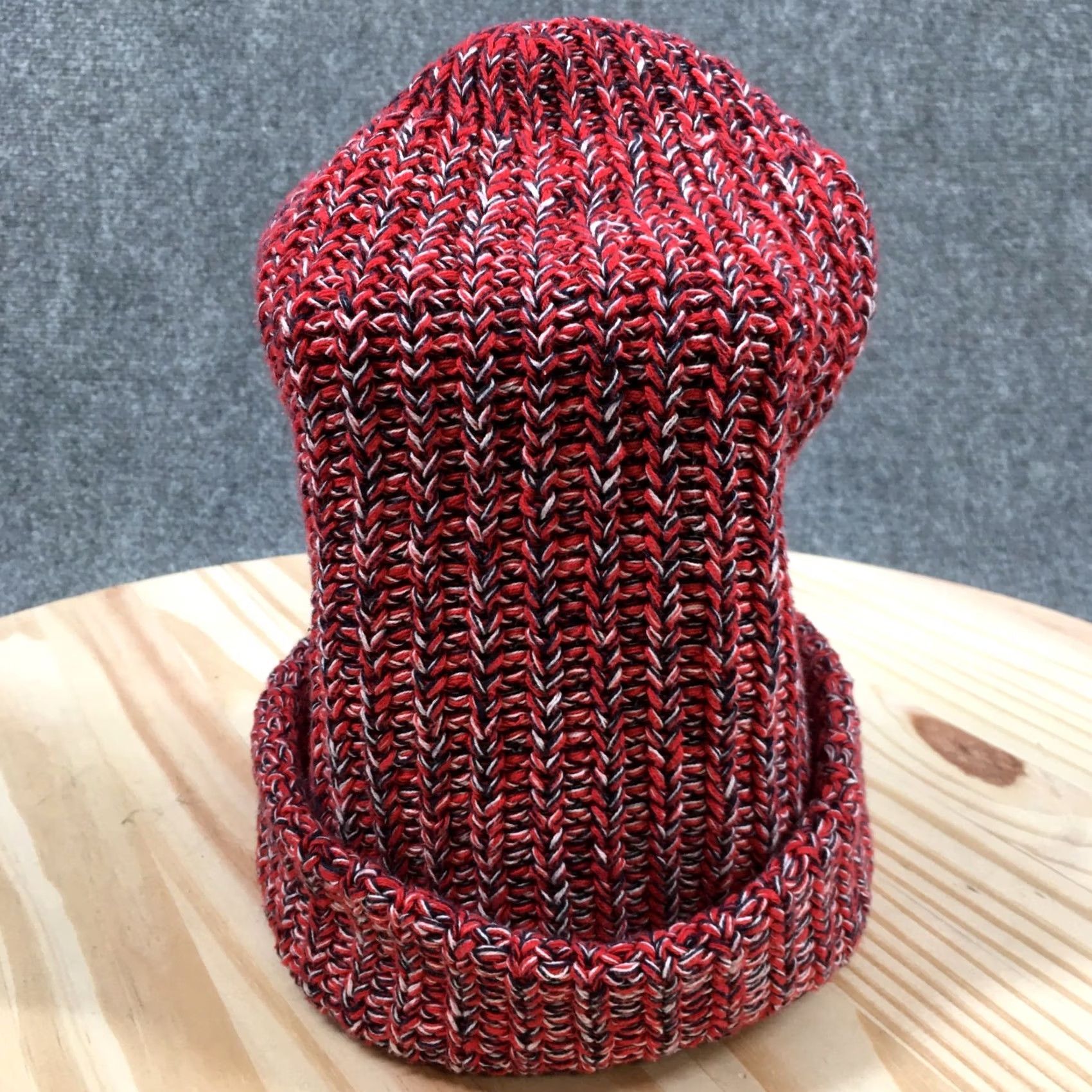 Vintage Love Your Melon Beanie Hat Adult Red White Black Marled Knit Cuffed Winter Cap Mens Size ONE SIZE - 6 Thumbnail