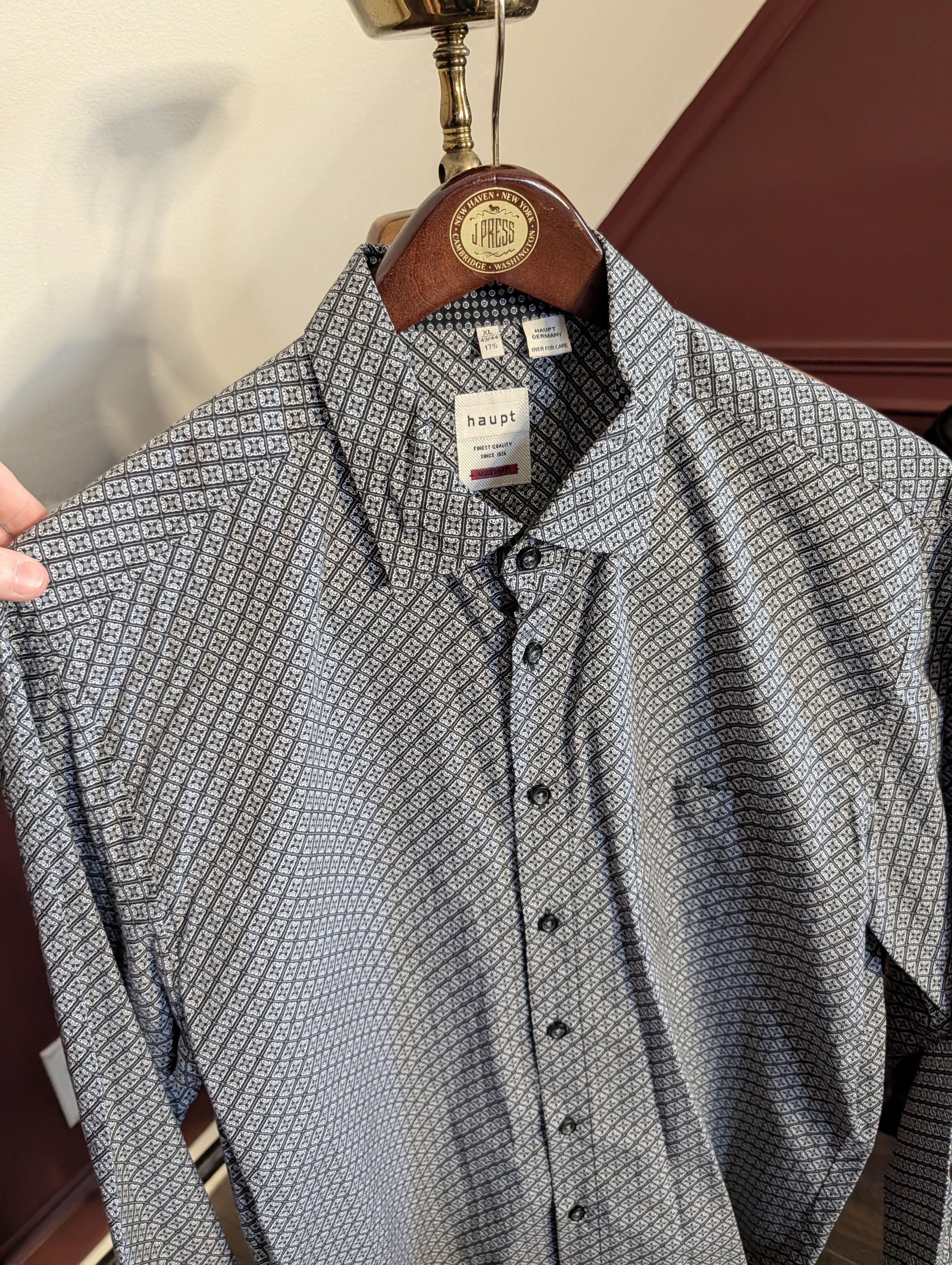 Haupt Gray/blue psychedelic patterned cotton dress shirt XL Size US XL / EU 56 / 4 - 2 Thumbnail