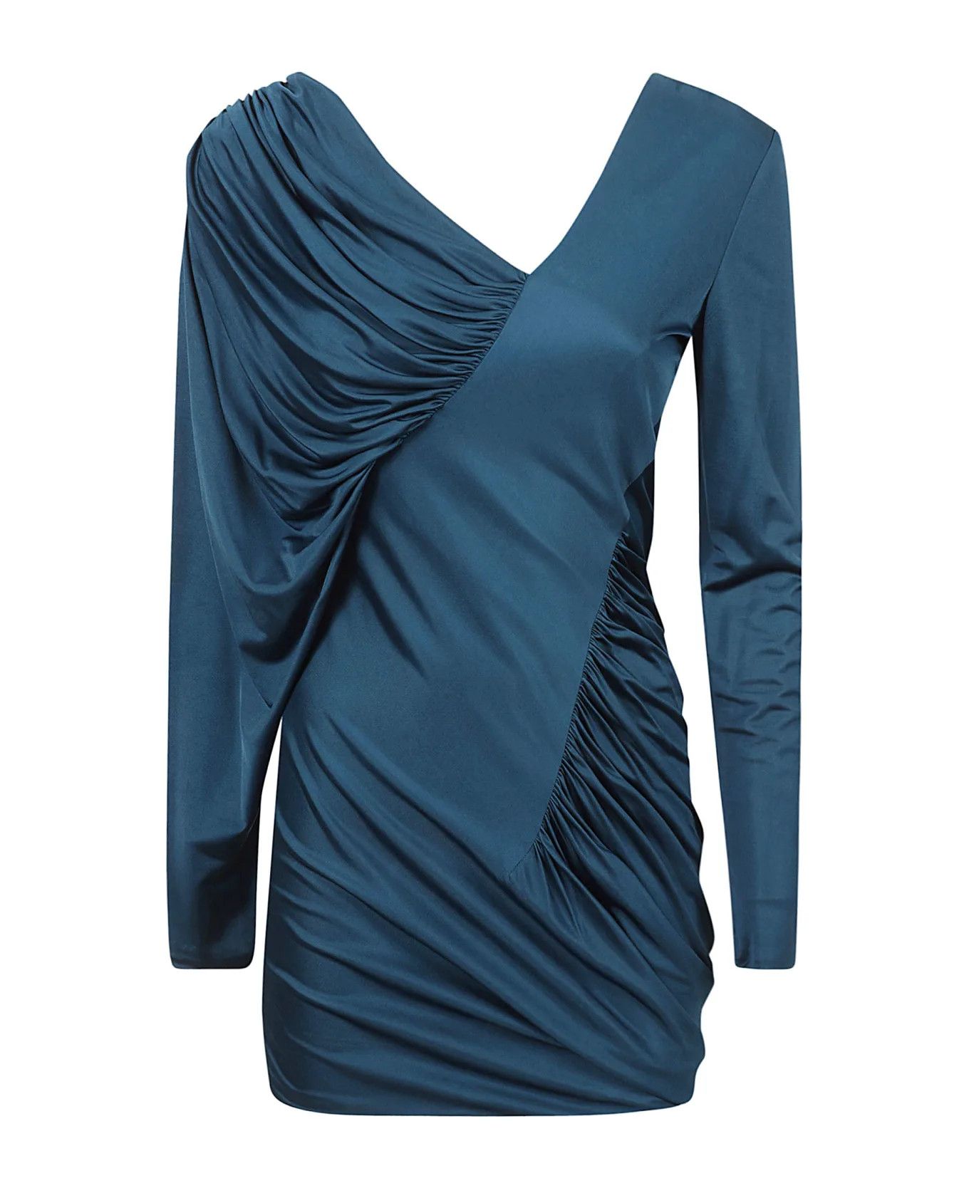 Saint Laurent Paris o1y0126 Mini Dress in Deep Teal Size S / US 4 / IT 40 - 1 Thumbnail