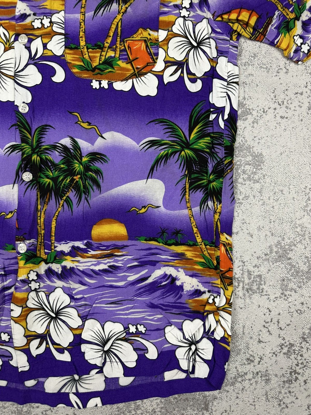 Japanese Brand Vintage Hawaiian Shirt Purple Sunset Island Vibes Size US M / EU 48-50 / 2 - 6 Thumbnail