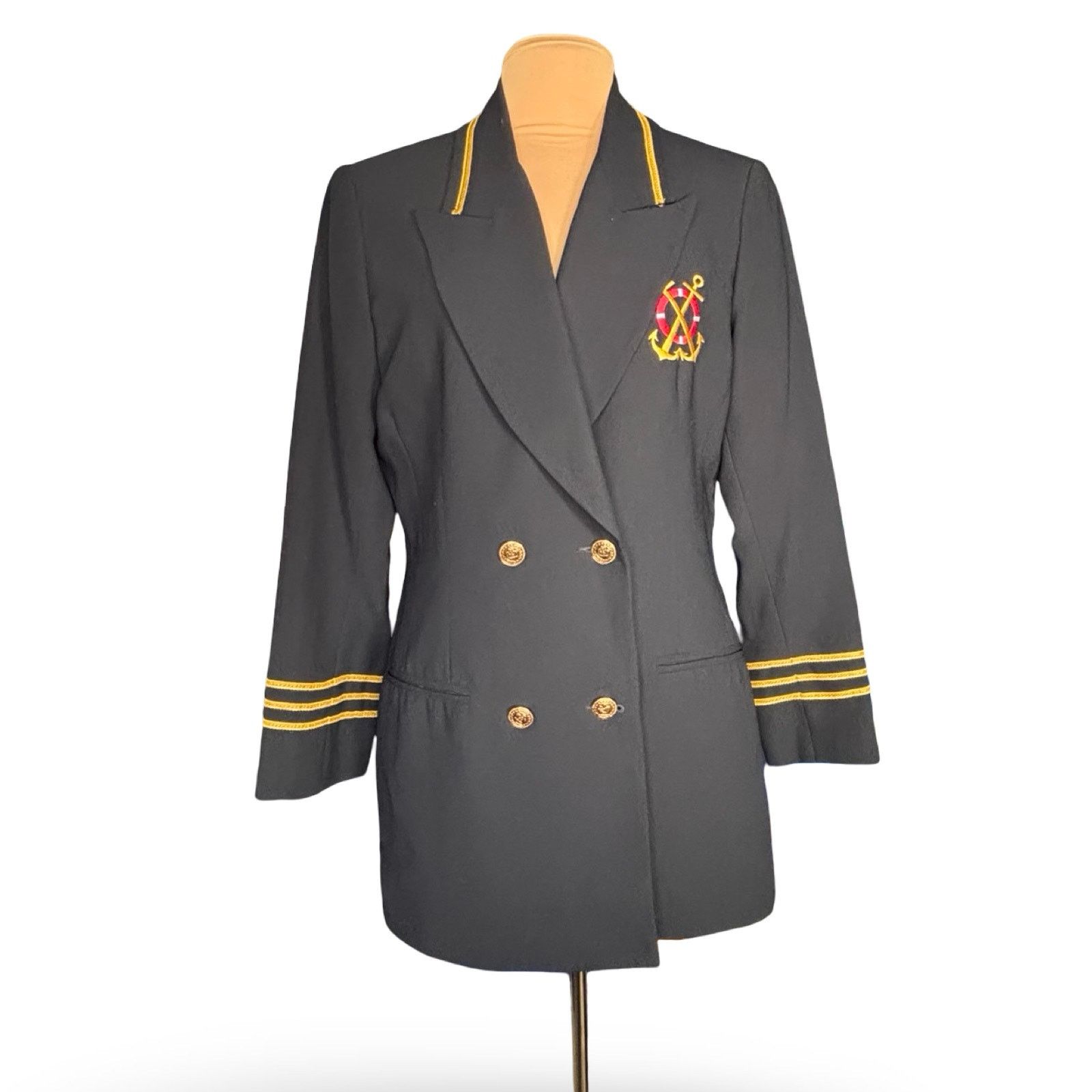 Vintage Vintage Eva Polini Nautical Navy Blazer Gold Buttons Anchor Size XL / US 12-14 / IT 48-50 - 11 Thumbnail