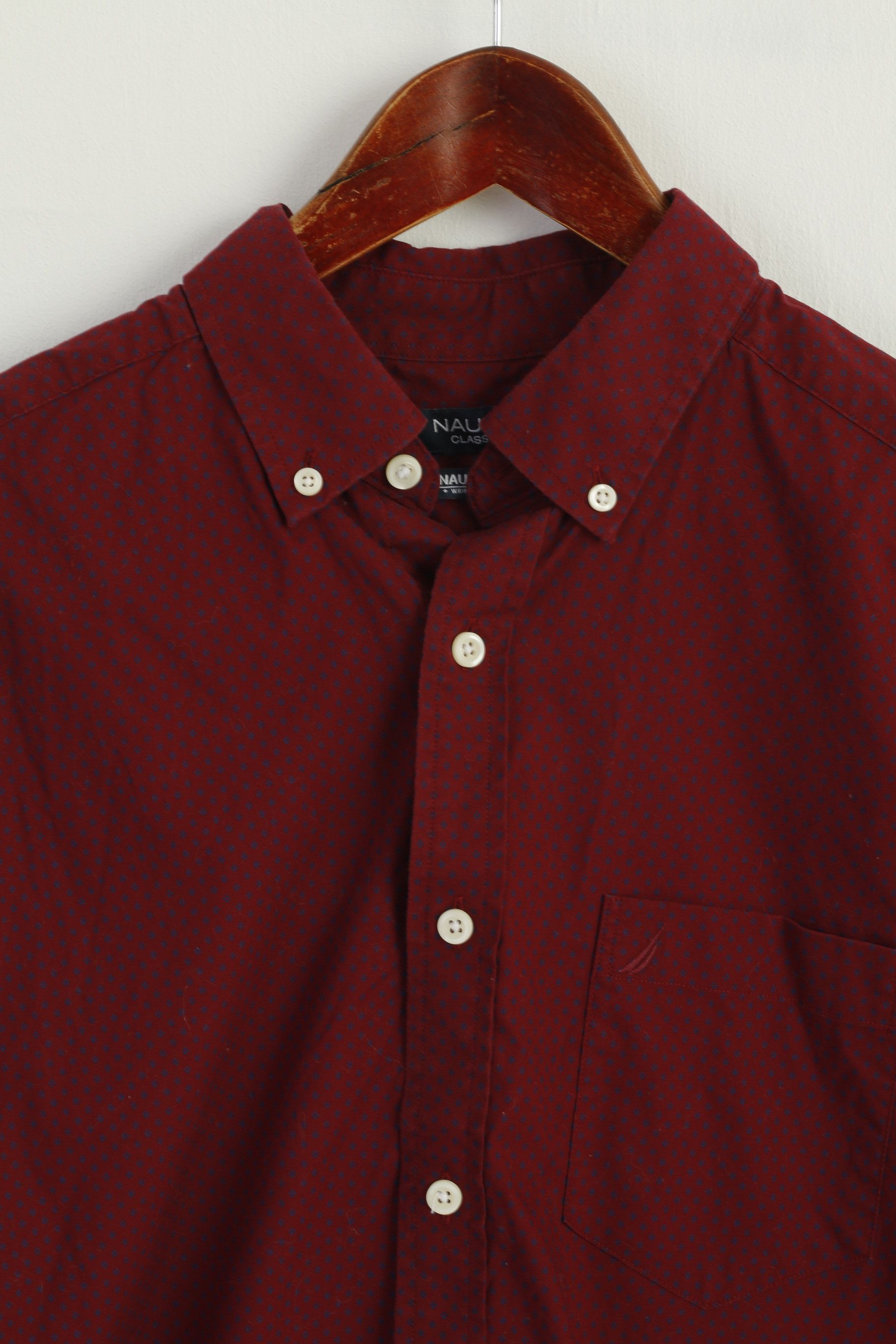 Nautica Nautica Men M Casual Shirt Maroon Cotton 9649 Size US M / EU 48-50 / 2 - 3 Thumbnail