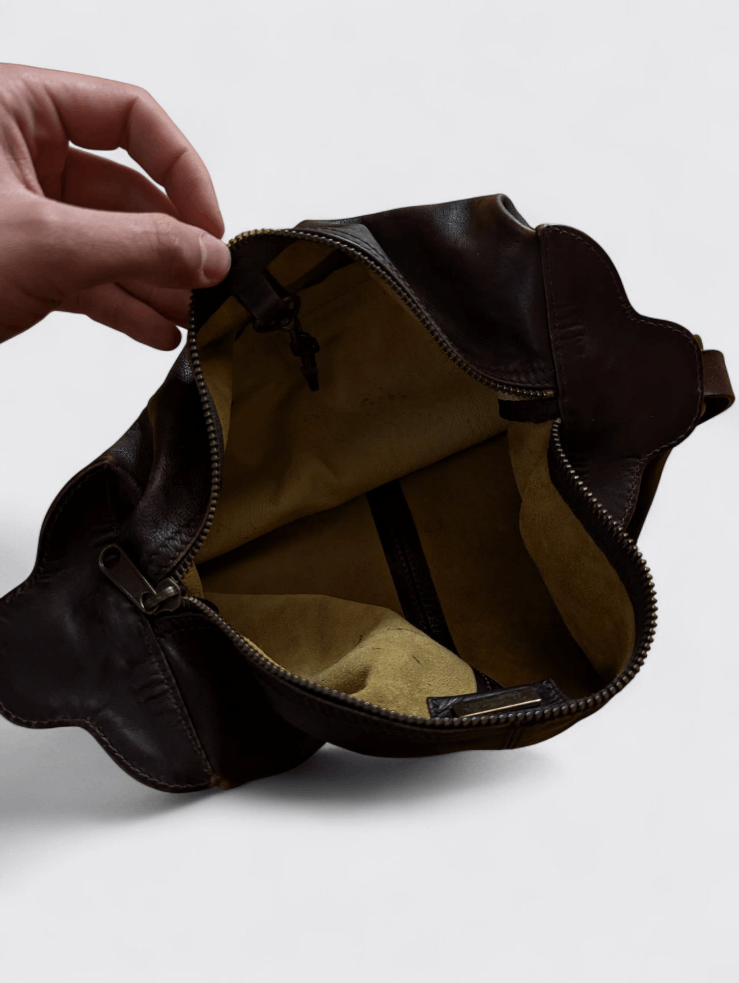 Fendissime Brown Leather Vintage Hobo Shoulder Bag