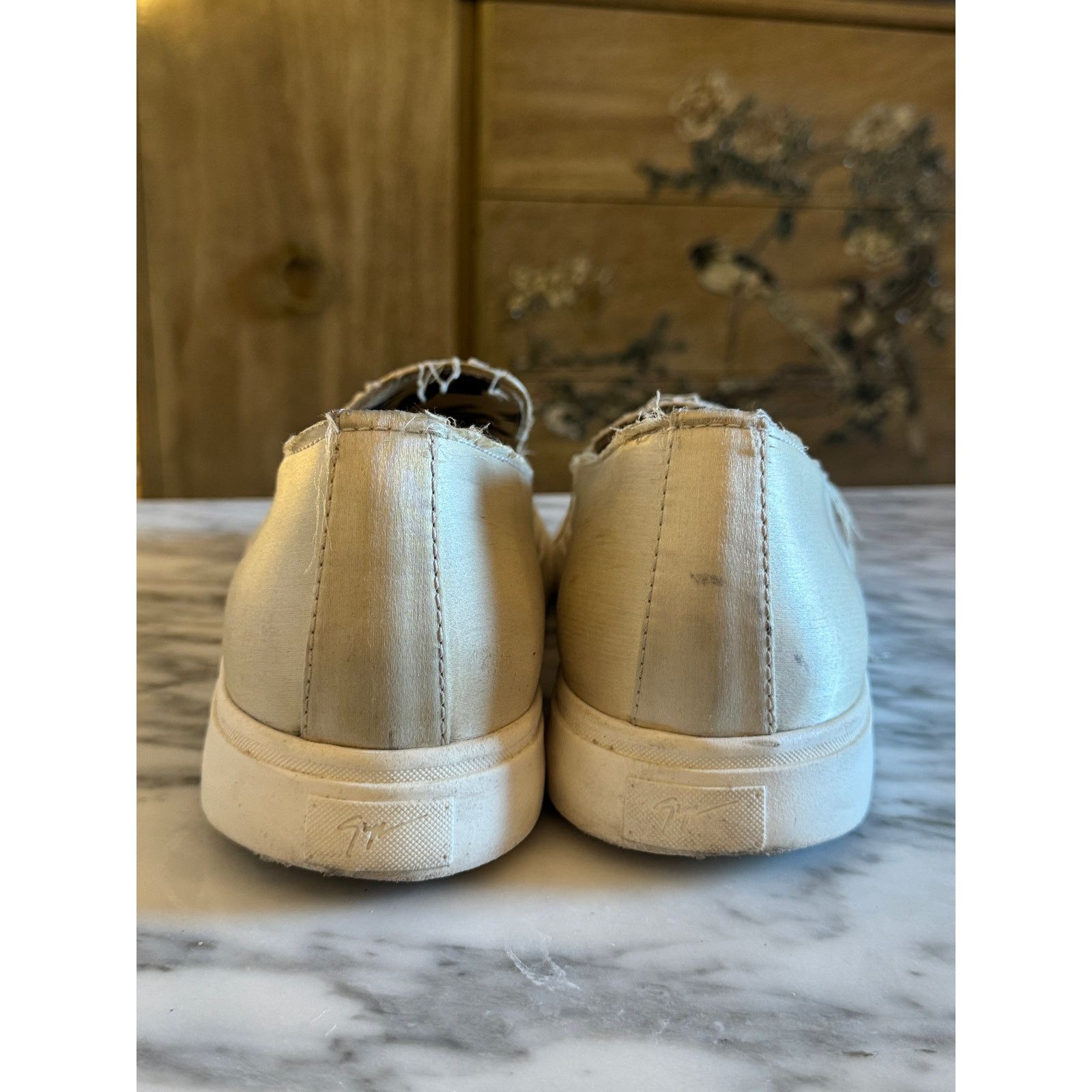 La Perla La Perla x Giuseppe Zanotti Satin Slip-On Sneakers Size US 11.5 / EU 44-45 - 3 Thumbnail