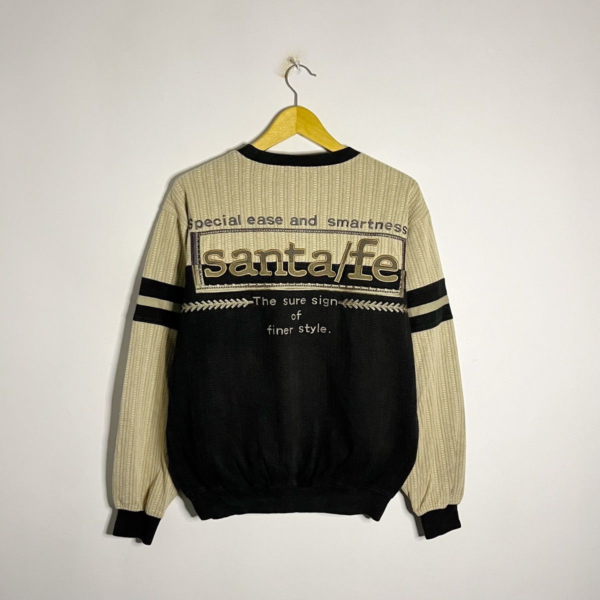 Vintage 90s Two-Tone Ribbed Sleeve Graphic Sweatshirt Size US M / EU 48-50 / 2 - 1 Thumbnail
