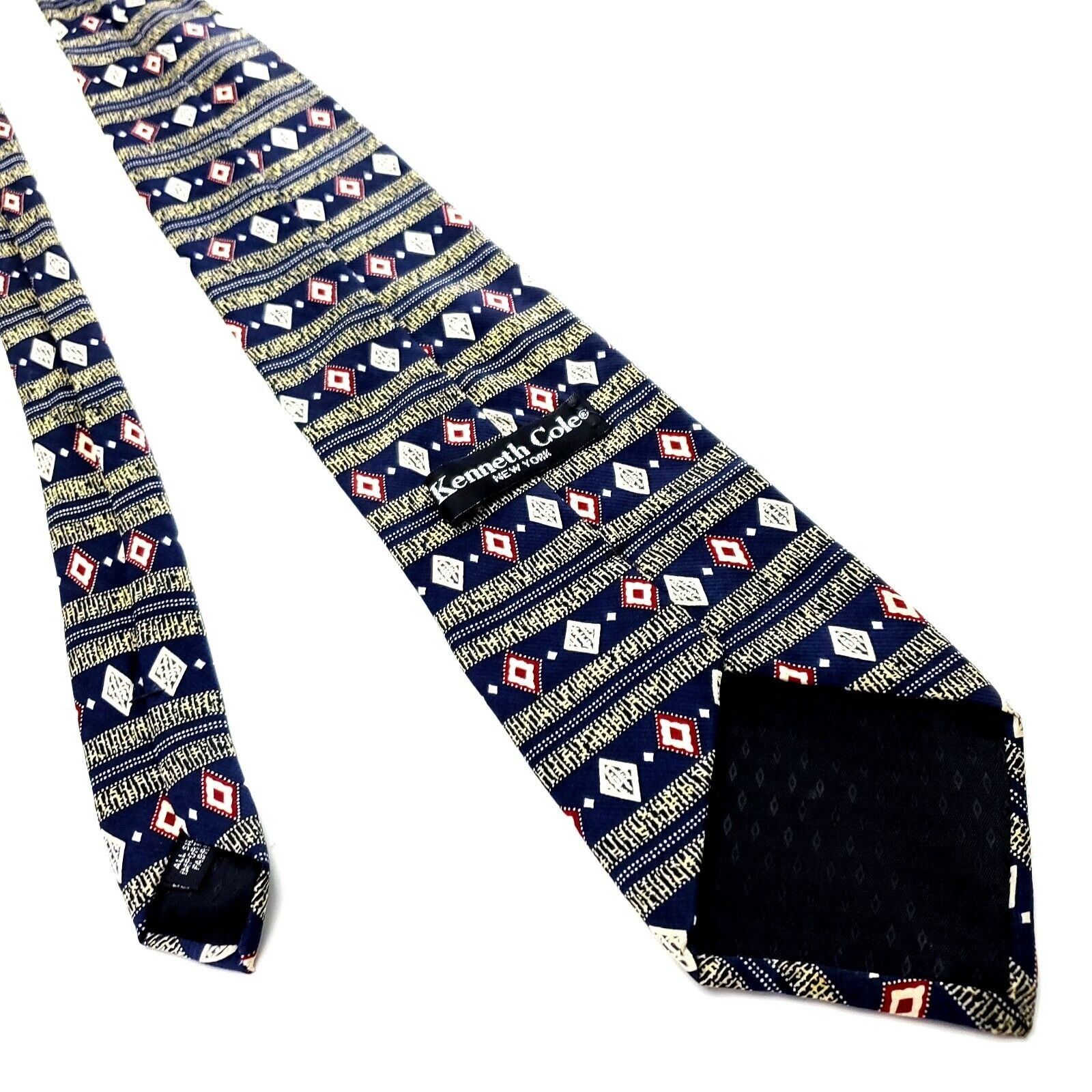 Kenneth Cole Kenneth Cole New York Blue Silk Tie Woven Wide Horizontal St Size ONE SIZE - 3 Thumbnail