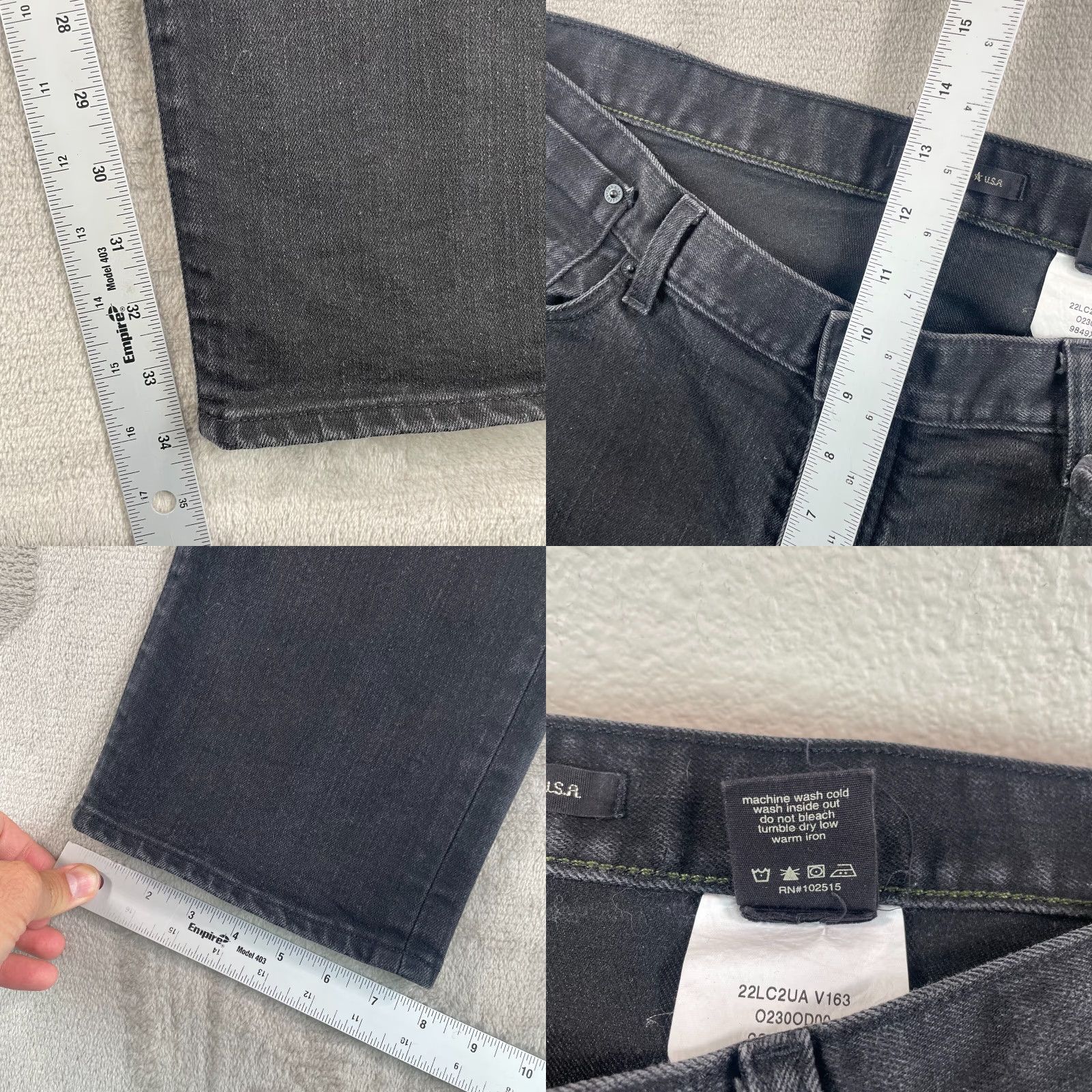 John Varvatos John Varvatos USA Bowery Jeans Men 38x34 Black Slim Straight Button Fly Grunge Size US 38 / EU 54 - 8 Thumbnail