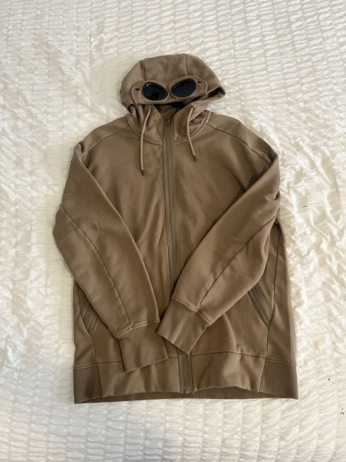 Image of C P Company Cp Company Goggle Zip Hoodie in Brown, Men's (Size XL)