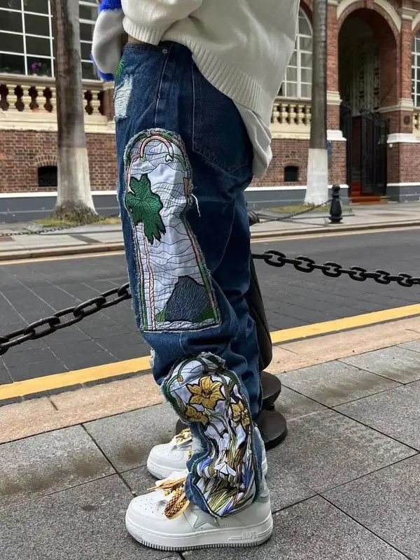 Japanese Brand Y2K Harajuku Patch Grunge Hip Hop Jeans Trousers Size US 34 / EU 50 - 6 Thumbnail