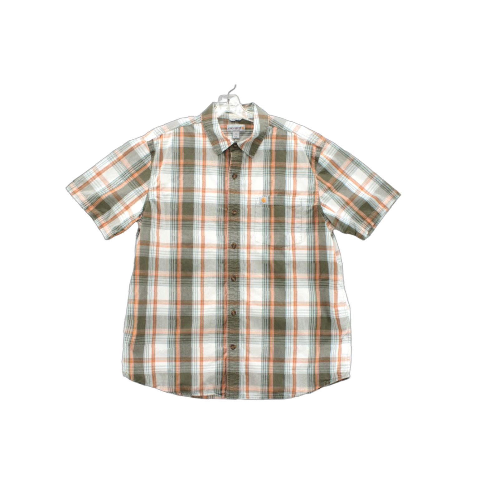 Carhartt Carhartt Shirt Mens XL Brown Plaid Short Sleeve Relaxed Fit Work Ranch Farmer Shirt Button-Up Casual Wear Mens XL Brown Plaid Workwear Size US XL / EU 56 / 4 - 1 Thumbnail