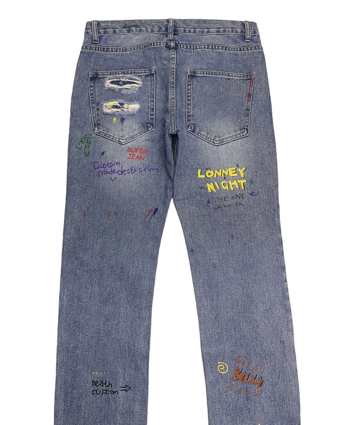 Hysteric Glamour × If Six Was Nine × Le Grande Bleu (L.G.B.) JAPANESE PUNK DISTRESSED DENIM SMILE OVERPRINTED JEANS Size US 33 - 4 Thumbnail