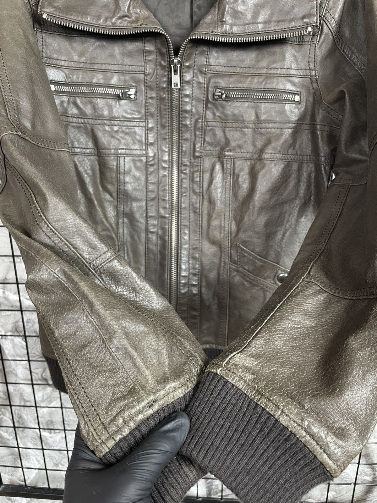 If Six Was Nine 2000s Y2K Leather Jacket Rick Owens Kmrii Hedi Slimane Vibe Size US M / EU 48-50 / 2 - 10 Thumbnail