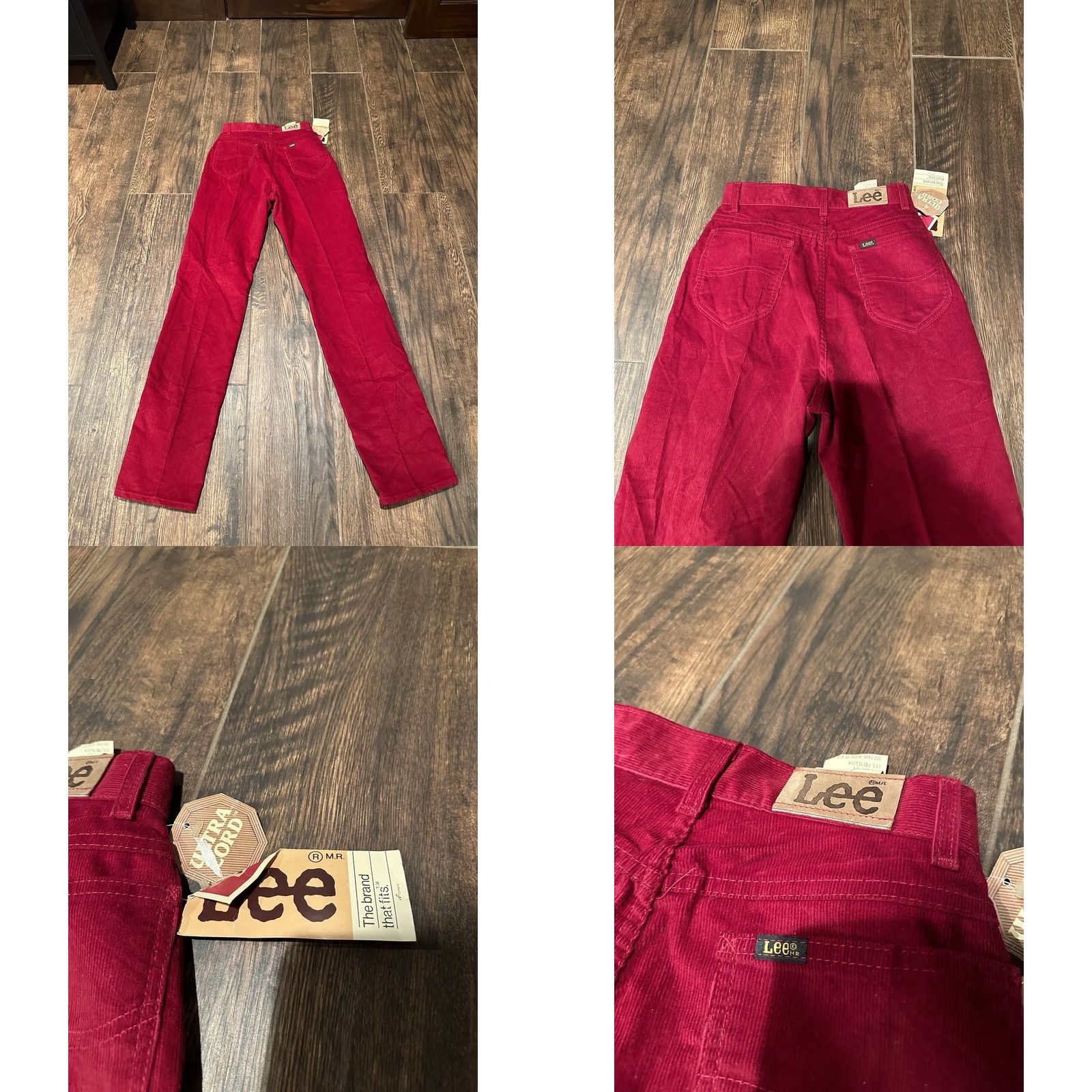 Lee VINTAGE LEE Riders High-Waist Corduroy Pants Teens 24x33 Red UNION Talon Size 42" / US 20 - 8 Thumbnail