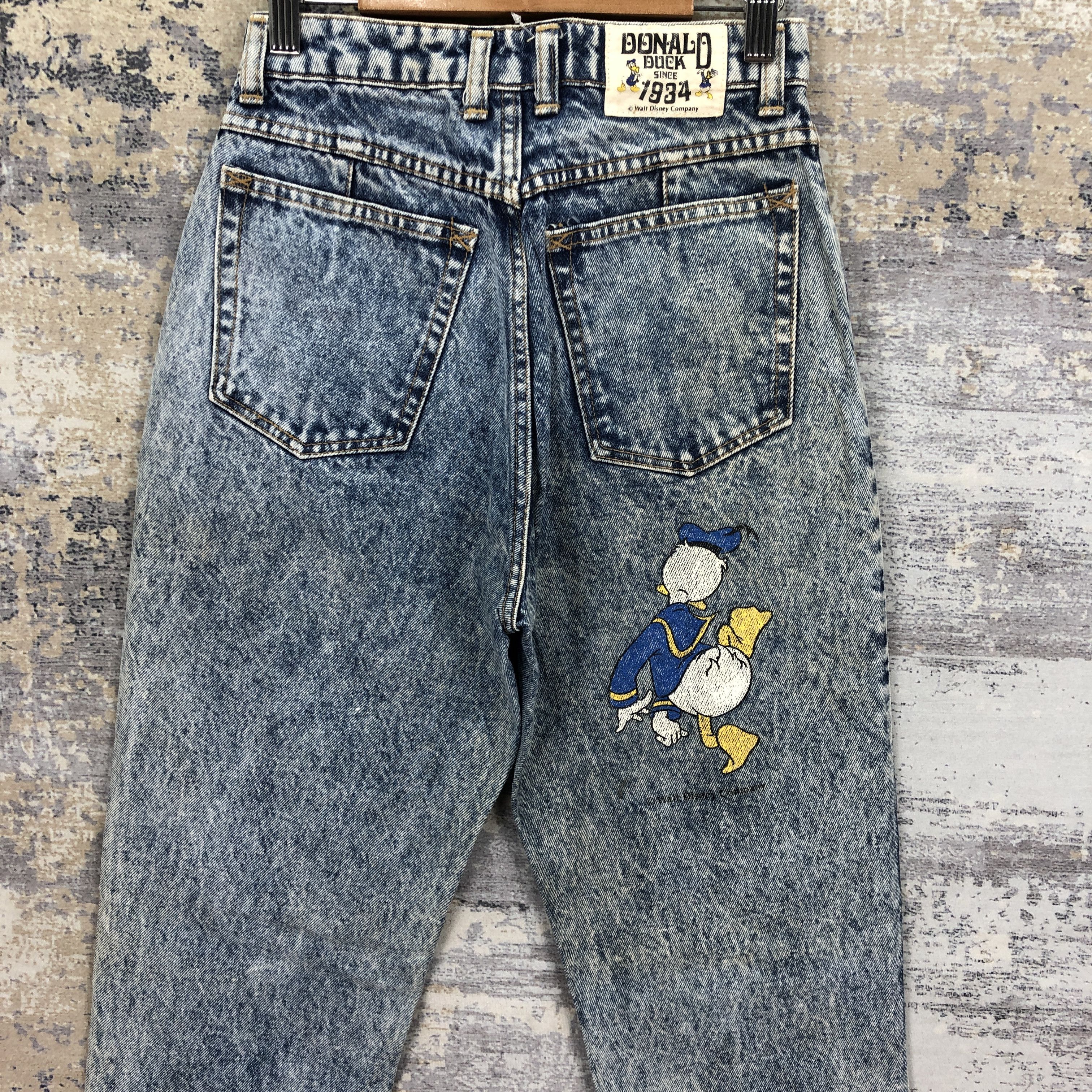 Disney Vintage 90s Donald Duck Jeans Acid Wash Disney Denim Pants Size 22" - 4 Thumbnail