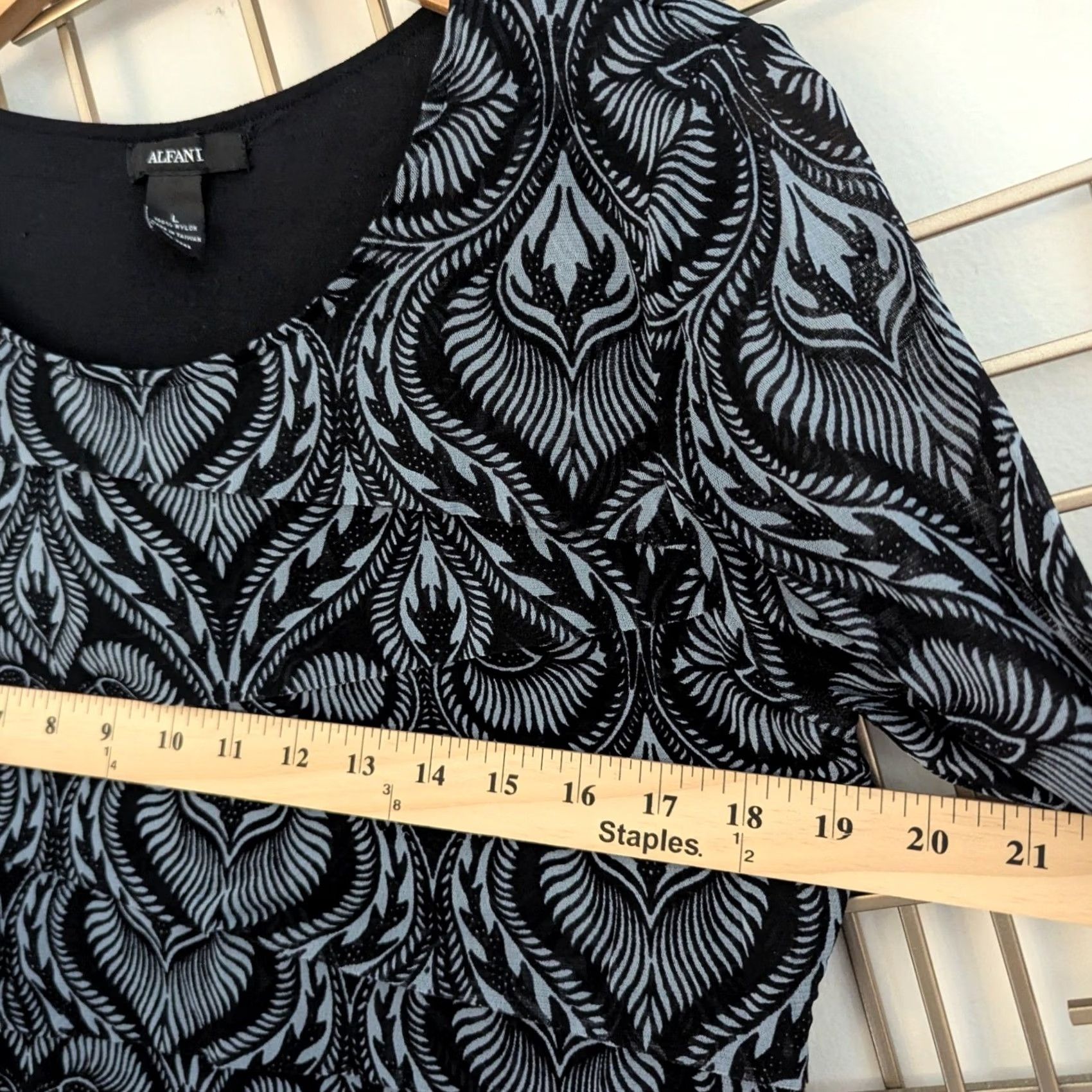 Alfani Alfani Black & White Damask Print 3/4 Sleeve Top Shirt Womens Sz L Vintage No Size L / US 10 / IT 46 - 4 Thumbnail