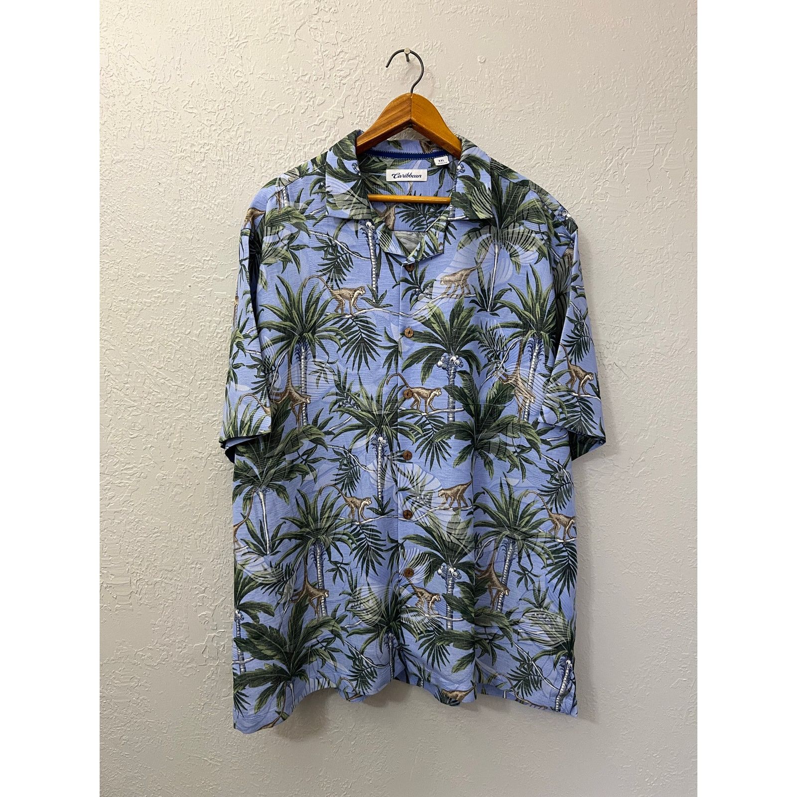 Vintage Caribbean Hawaiian Shirt Men XXL Blue Monkey Jungle Tropical Size US XXL / EU 58 / 5 - 1 Thumbnail