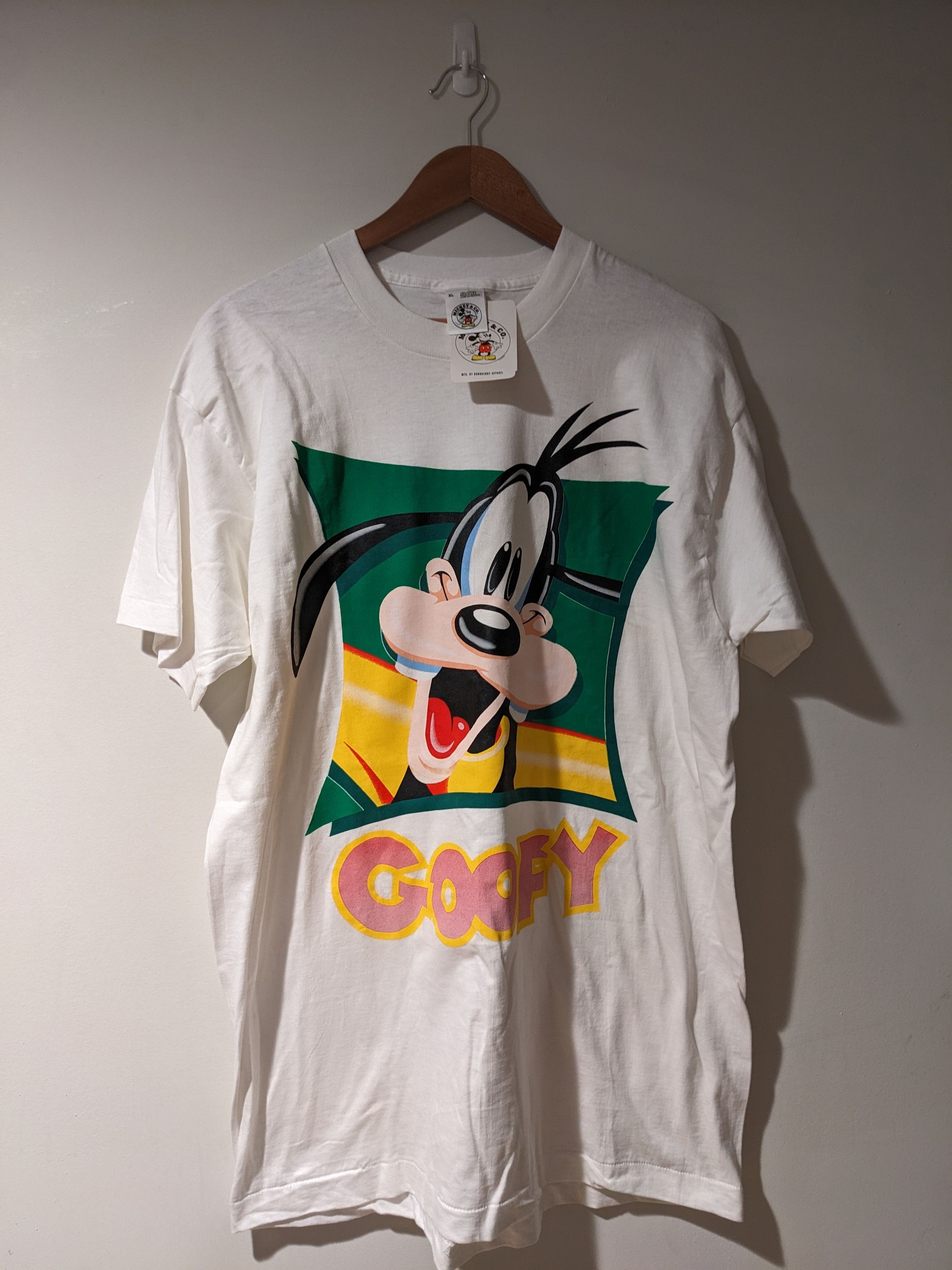 Vintage 90s Goofy Photo Mickey & Co White X-Large T-Shirt