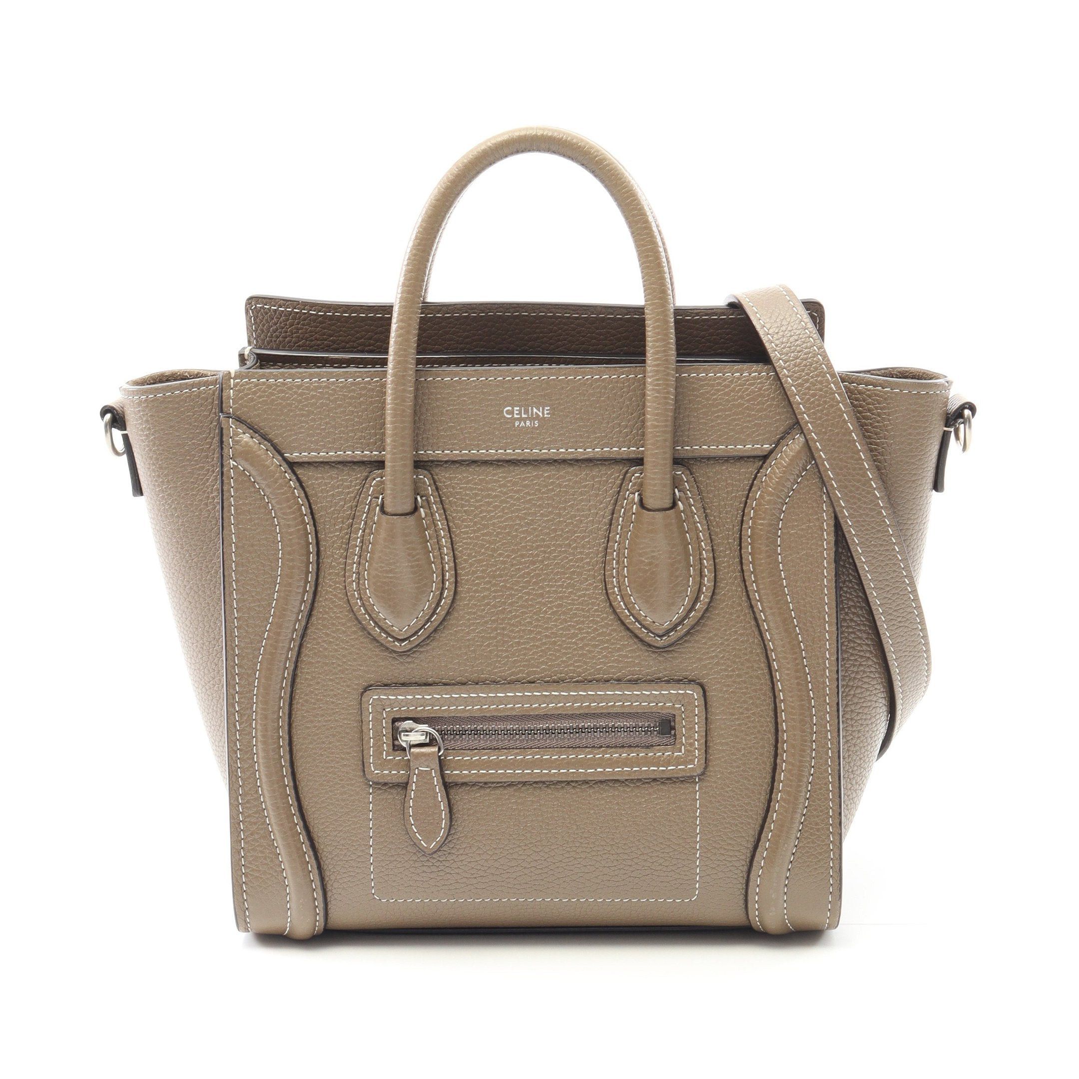 Celine Celine Luggage Nano Shopper Handbag Leather Gray Brown Size ONE SIZE - 1 Thumbnail