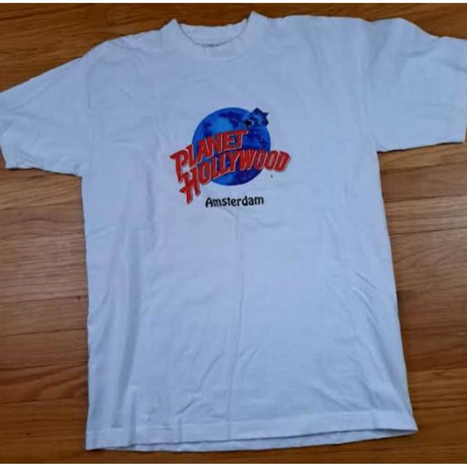 Planet Hollywood VINTAGE Planet Hollywood White T-Shirt L Men 1991 90s Short Sleeve Shirt Mens White 28in long 22in pit to pit Size US L / EU 52-54 / 3 - 2 Thumbnail