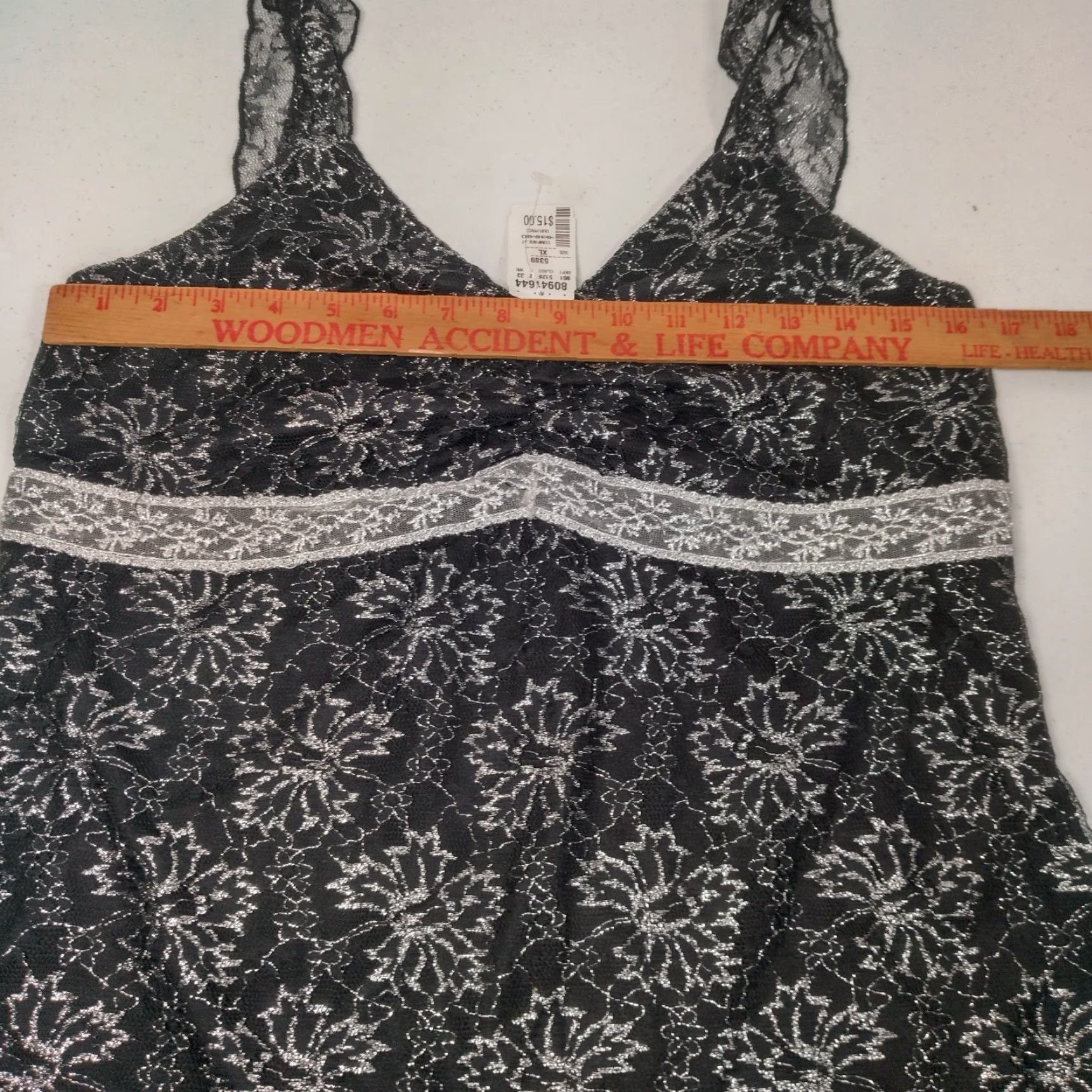 Vintage VINTAGE MKM Designs Lace Cami Tank Top XL Black Floral Silver Metallic USA Camisole Women Tank Top Lace Cami Size XL / US 12-14 / IT 48-50 - 6 Thumbnail