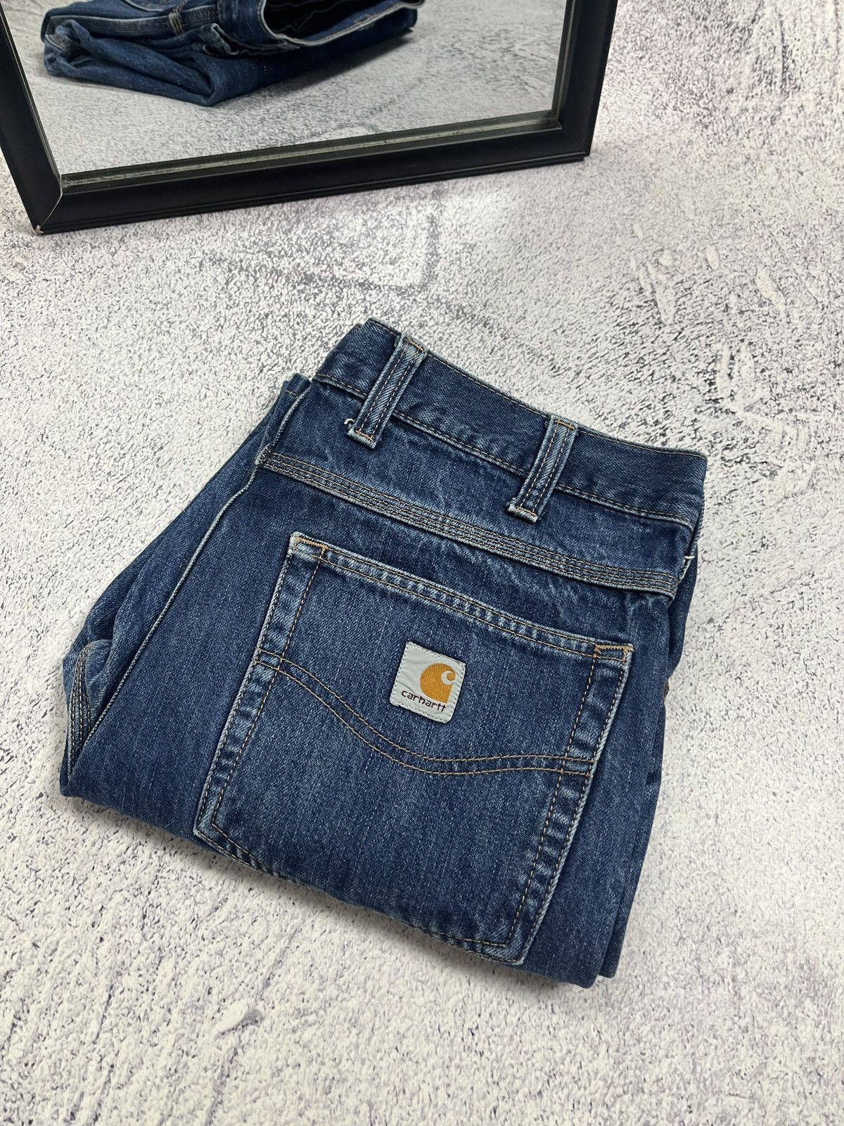 Carhartt × Vintage Carhartt Ranch Jeans Work Pants Faded Blue Denim 33x32 Size US 33 - 1 Thumbnail
