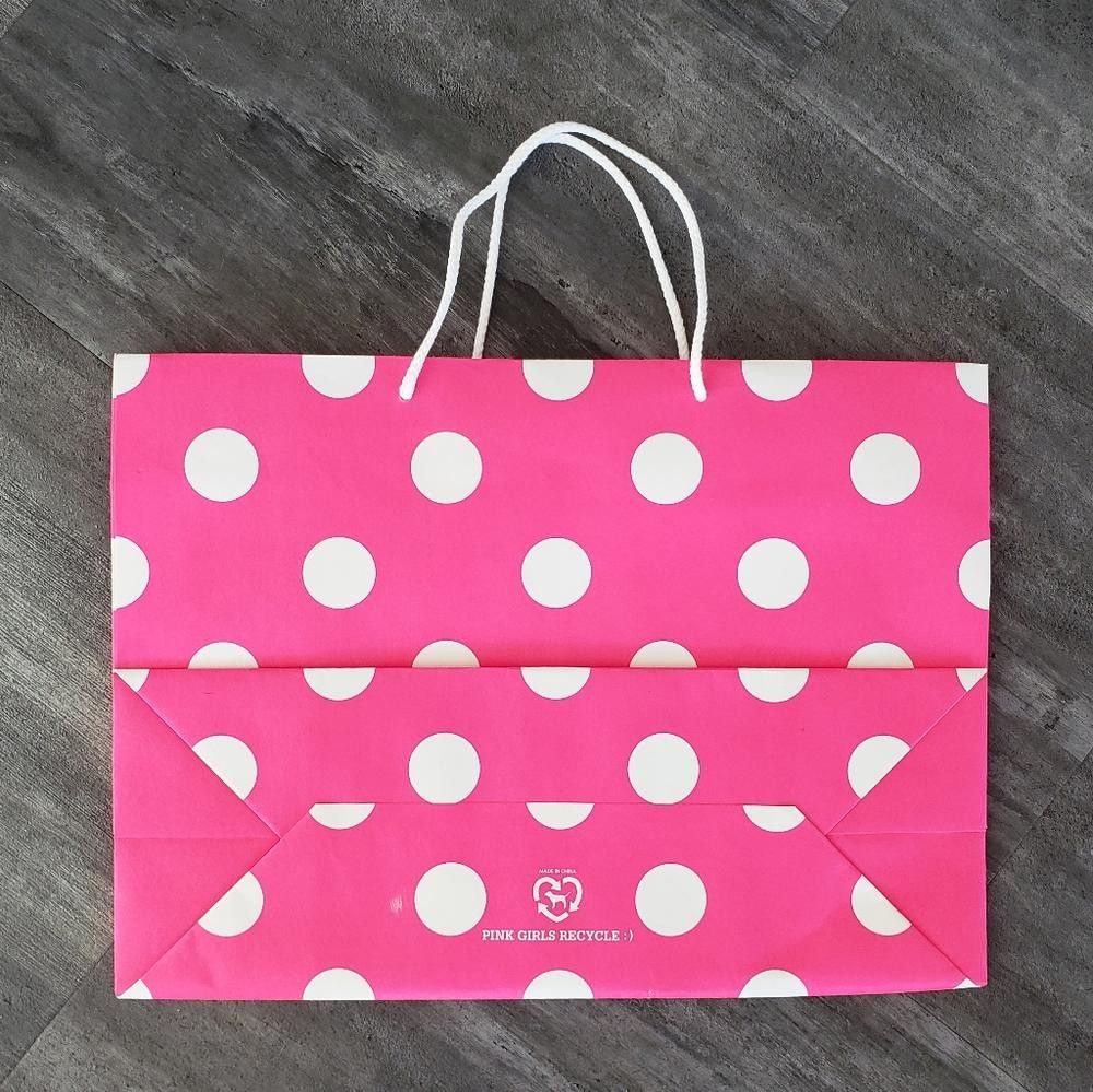 Designer Pink White Polka Dot VS Storage L Tote Size ONE SIZE - 2 Thumbnail