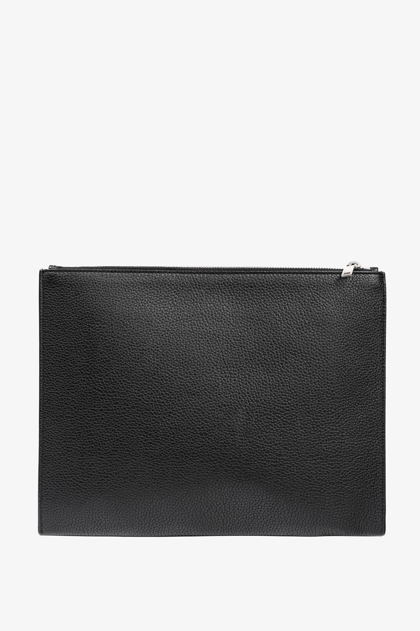 Saint Laurent Paris Saint Laurent Black Pebbled-Leather Flat Snap-Closure Clutch Size ONE SIZE - 4 Thumbnail