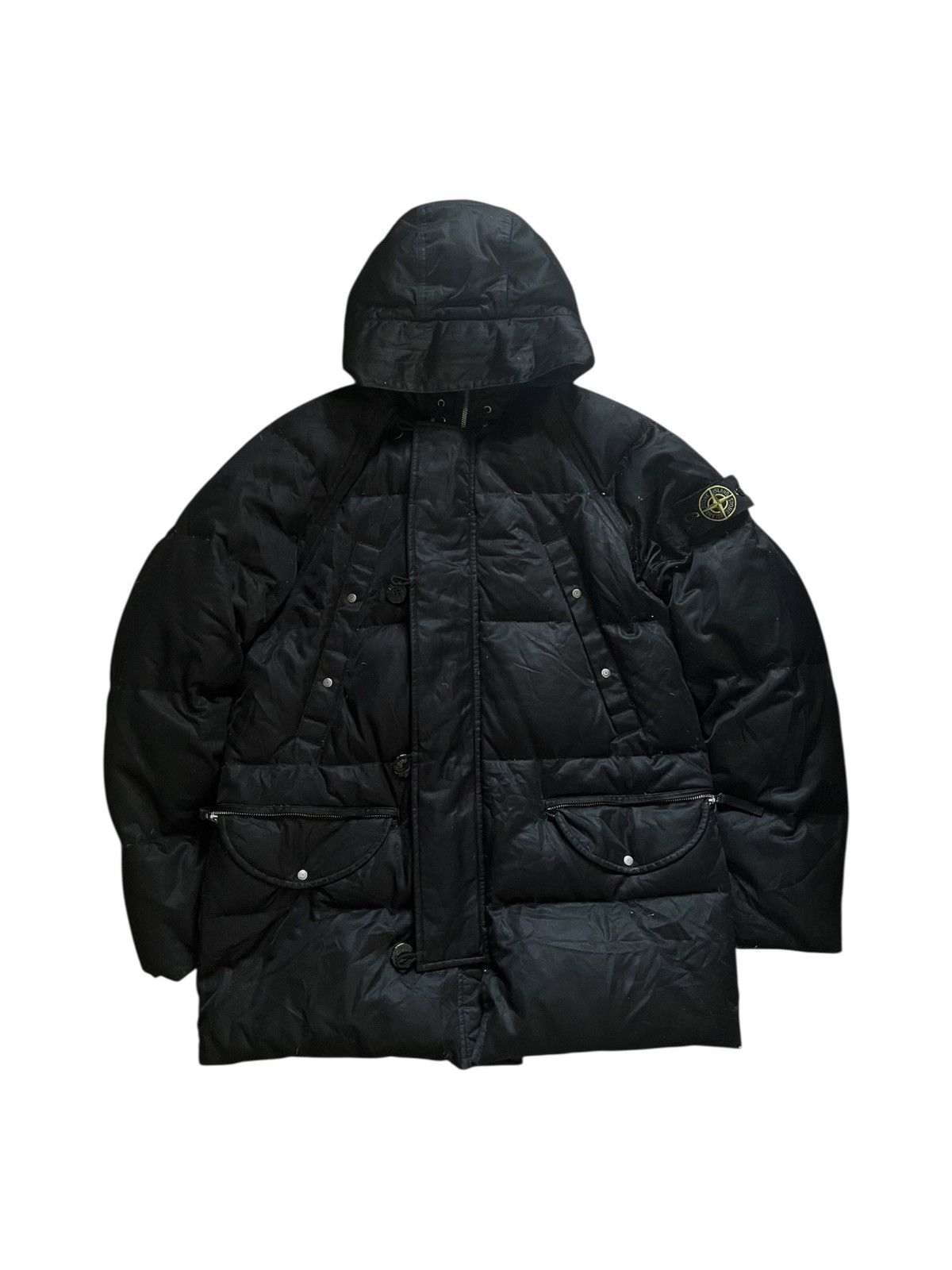Stone island puffer jacket black down waterproof luxury