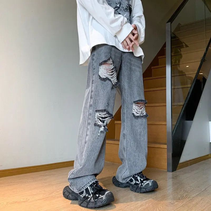 Japanese Brand Loose hip-hop wide leg ripped jeans Size US 30 / EU 46 - 3 Thumbnail