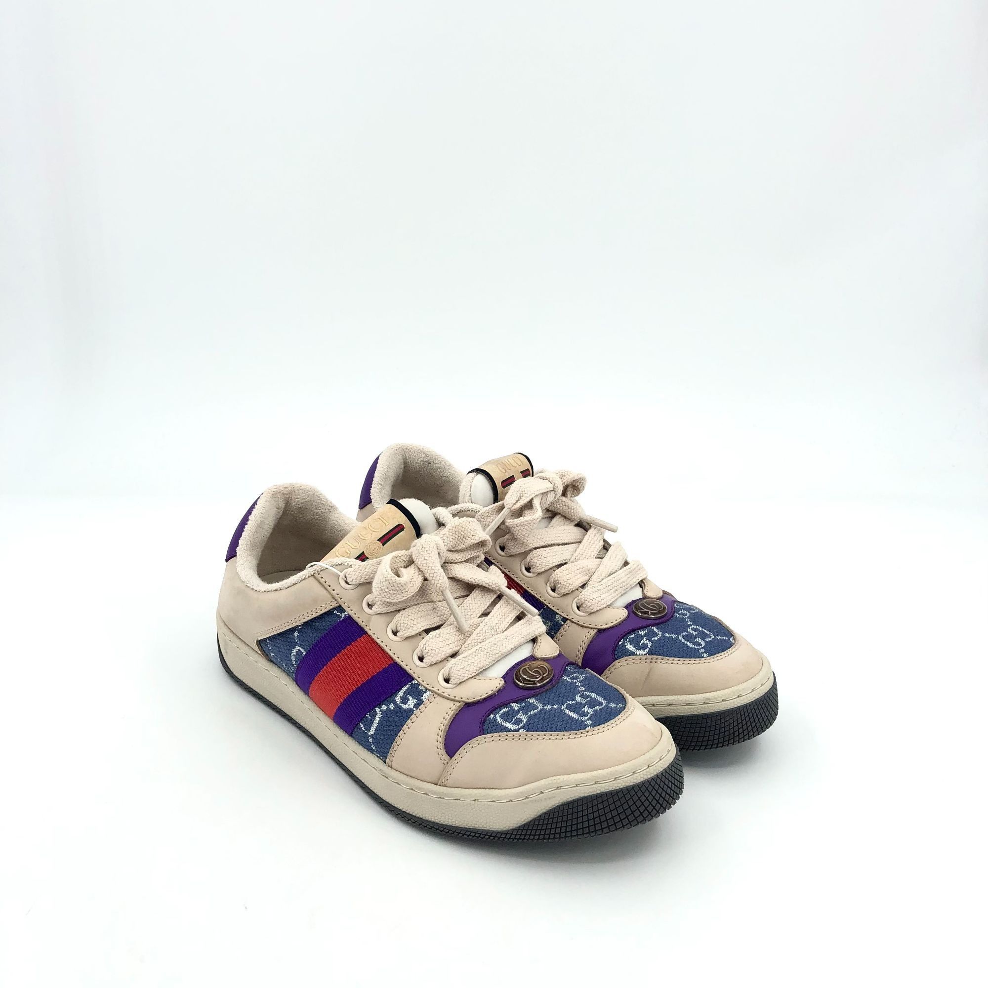 Gucci Gucci Sneaker With Gg Cross In White Leather And Mesh