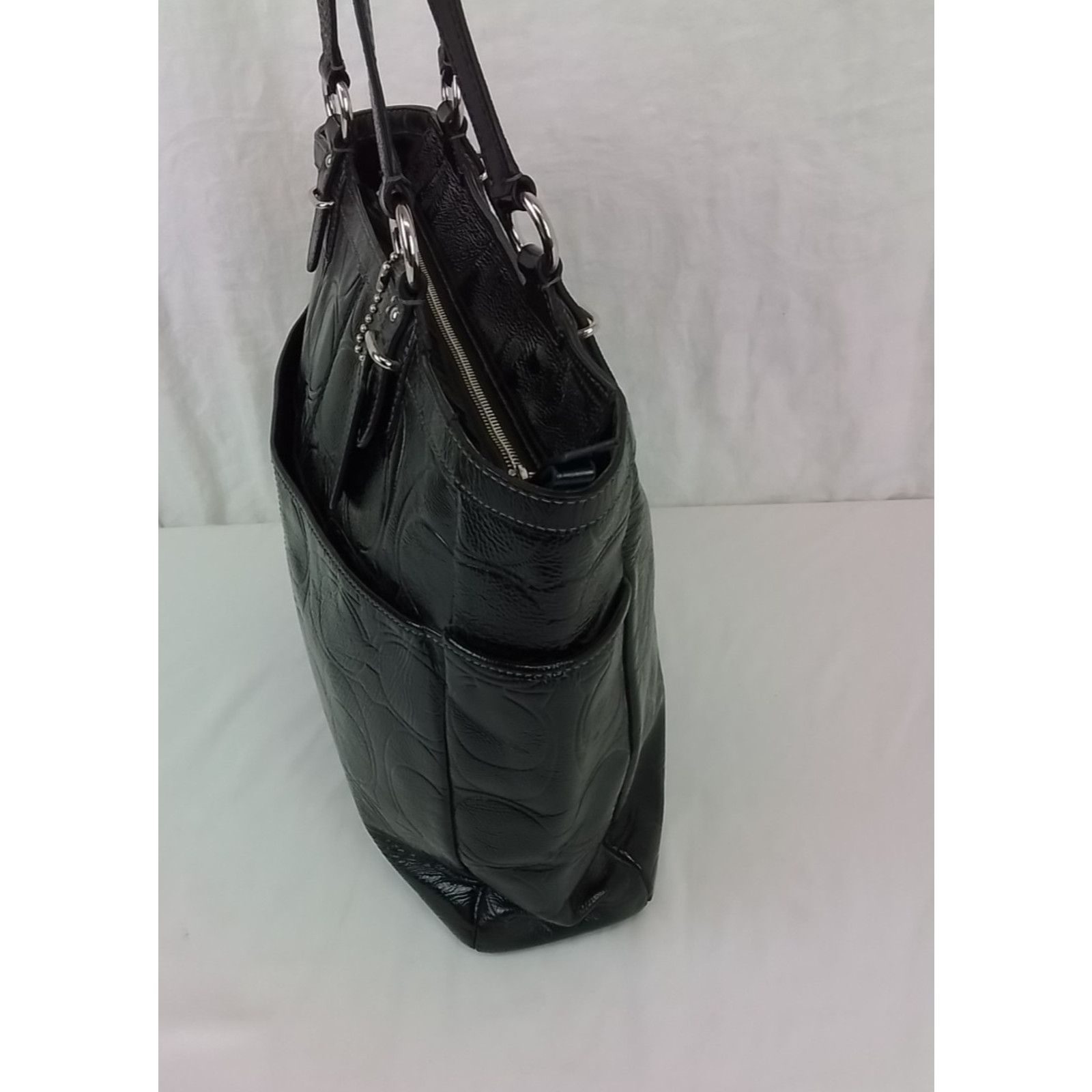 Coach Coach Gallery Tote Bag Black Patent Leather Signature C Size ONE SIZE - 3 Thumbnail