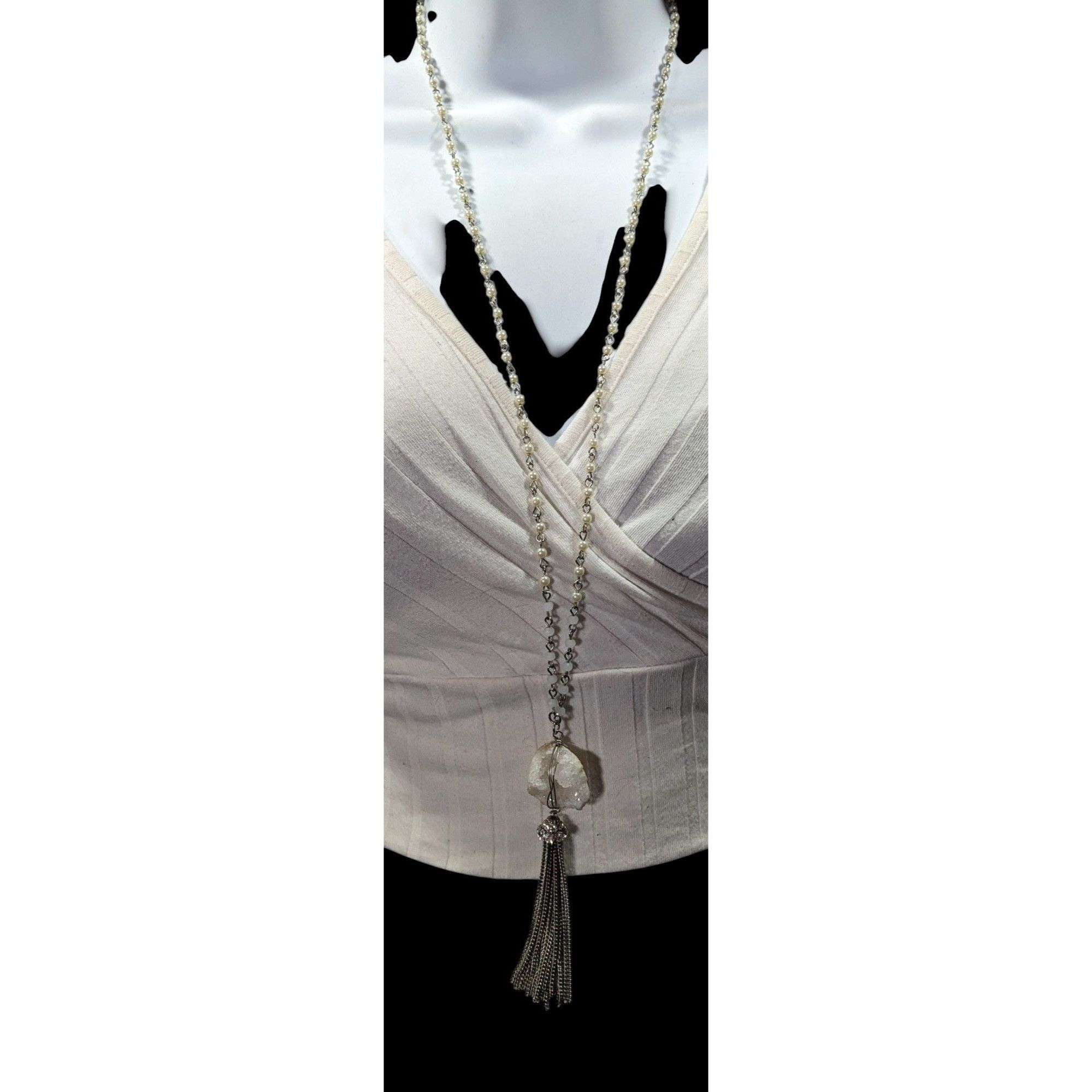 Other Handmade Druzy Quartz Pendant Tassel Necklace Size ONE SIZE - 3 Thumbnail