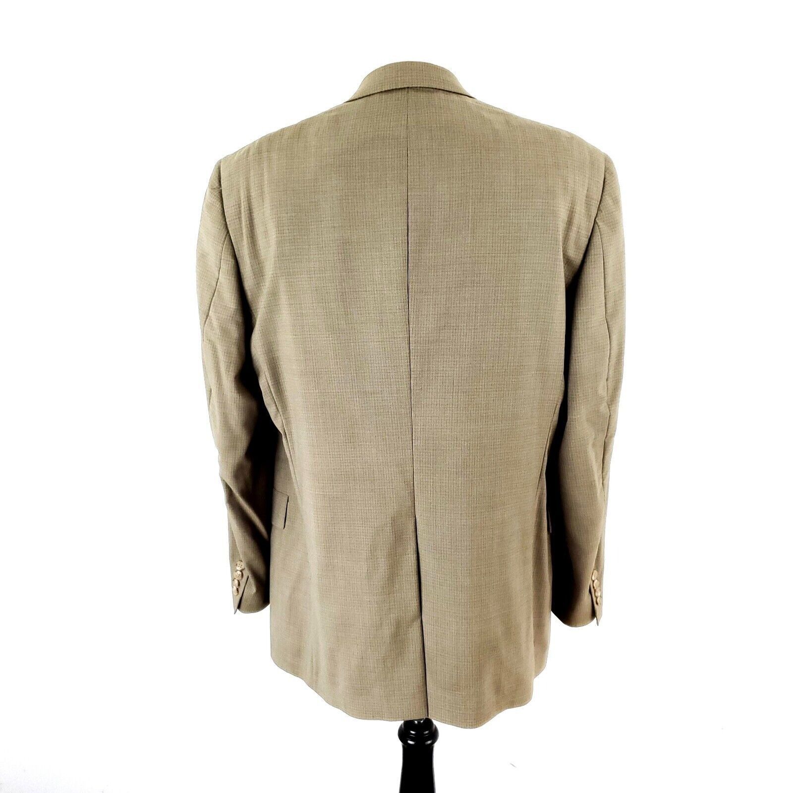 Hart Schaffner Marx Hart Schaffner Marx Wool 2 Button Blazer 42L Beige Windowpan Size 42L - 5 Thumbnail