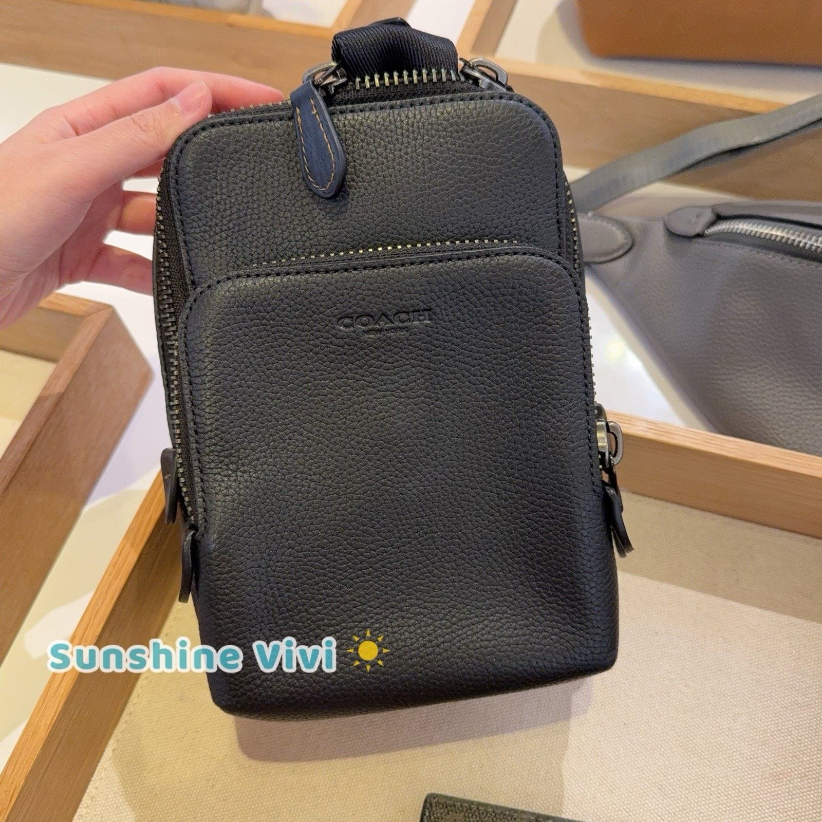 Coach NWT Coach Gotham Sling Pack 13 Polished Leather Black CR849 Size ONE SIZE - 1 Thumbnail
