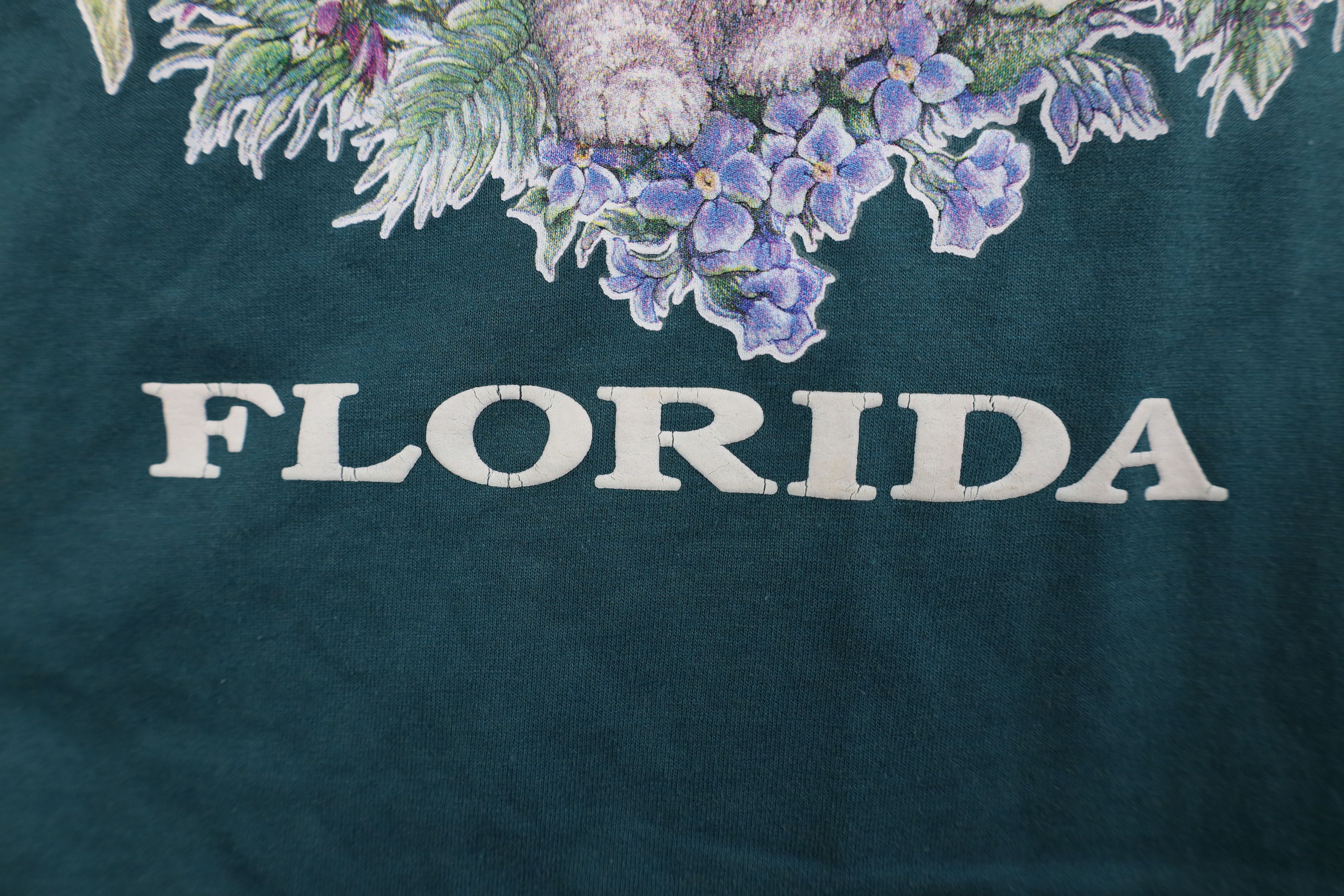 Vintage Vintage 90s Streetwear Cat Kitten Flower T-Shirt Teal USA Size L / US 10 / IT 46 - 7 Thumbnail