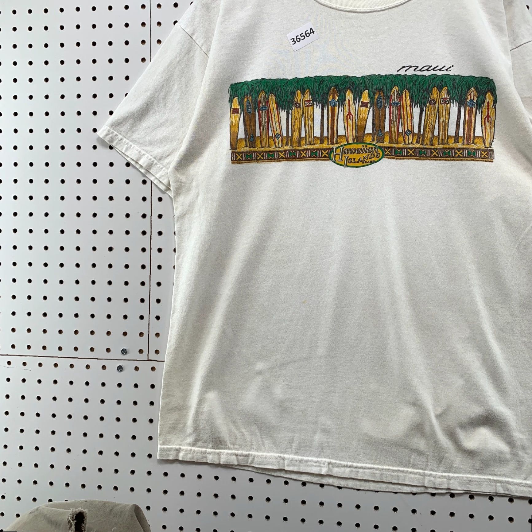 Jerzees VTG Maui Hawaiian Island Brand Shirt Adult Large White Surf Board Graphic Men L Graphic Print 80s 90s Surf Mens Size US L / EU 52-54 / 3 - 3 Thumbnail
