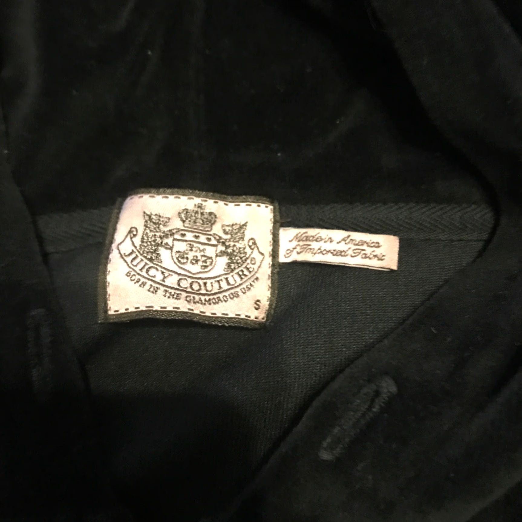 Juicy Couture VINTAGE Juicy Couture Zip Up Hoodie Jacket S Black Velour Rhinestone Barbi e? Size S / US 4 / IT 40 - 2 Thumbnail