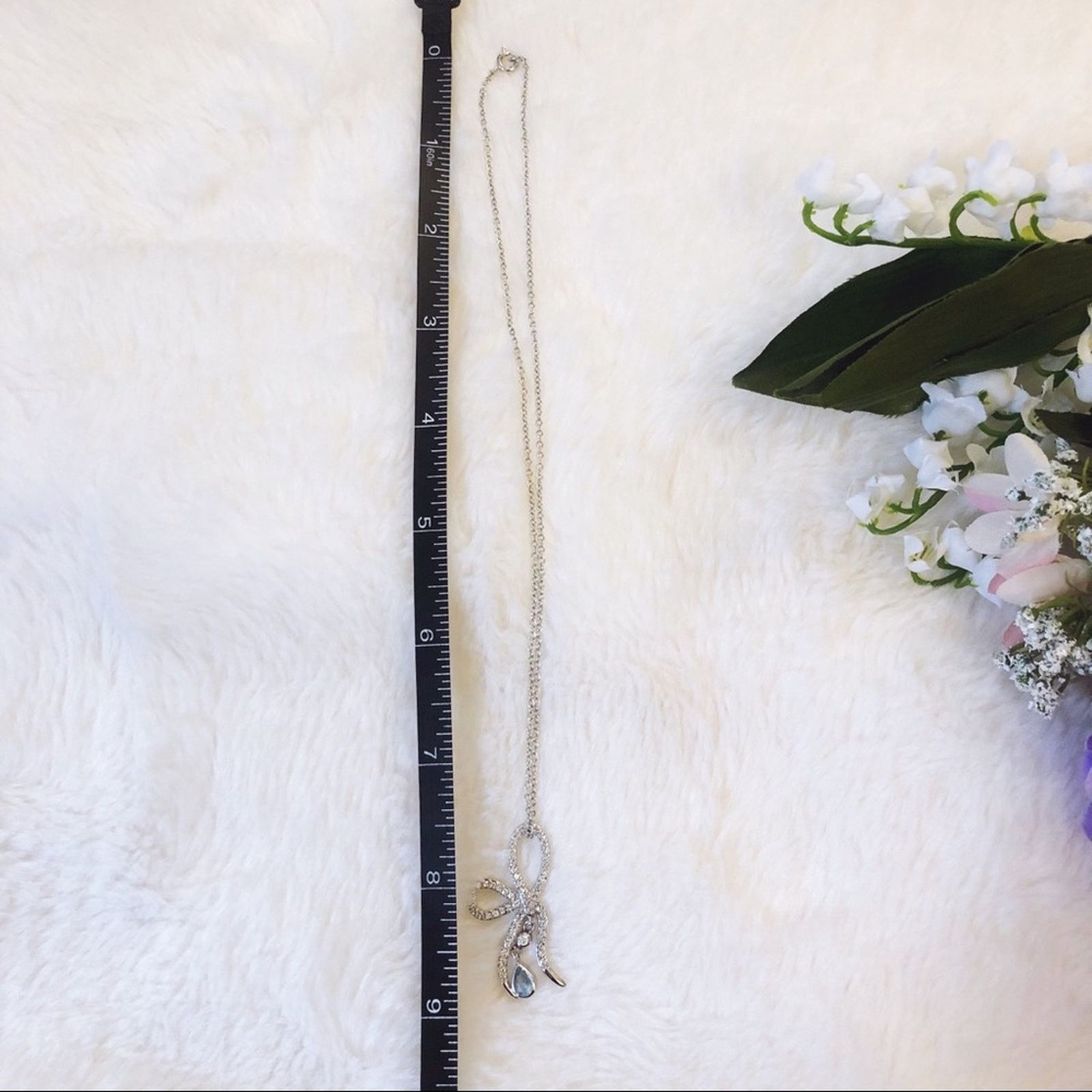 Other Silver Ribbon with Blue Crystal Necklace Size ONE SIZE - 9 Thumbnail
