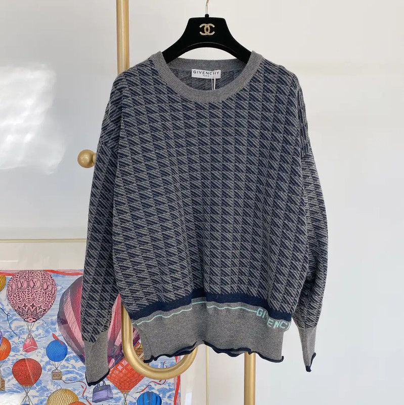 Givenchy Blue Wool Long Sleeve Sweater 0089