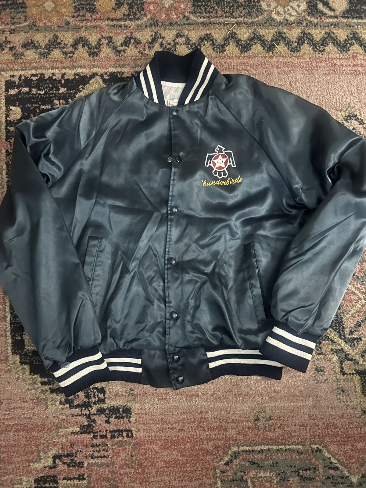 Vintage Vintage 80s USAF Thunderbirds Satin Bomber Jacket Size US L / EU 52-54 / 3 - 1 Thumbnail