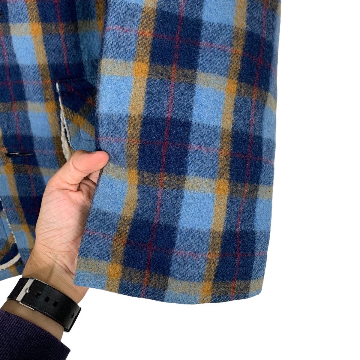 Japanese Brand VAN JAC Sherpa Lined Blue Tartan Wool Jacket #1011-C45 Size US M / EU 48-50 / 2 - 13 Thumbnail