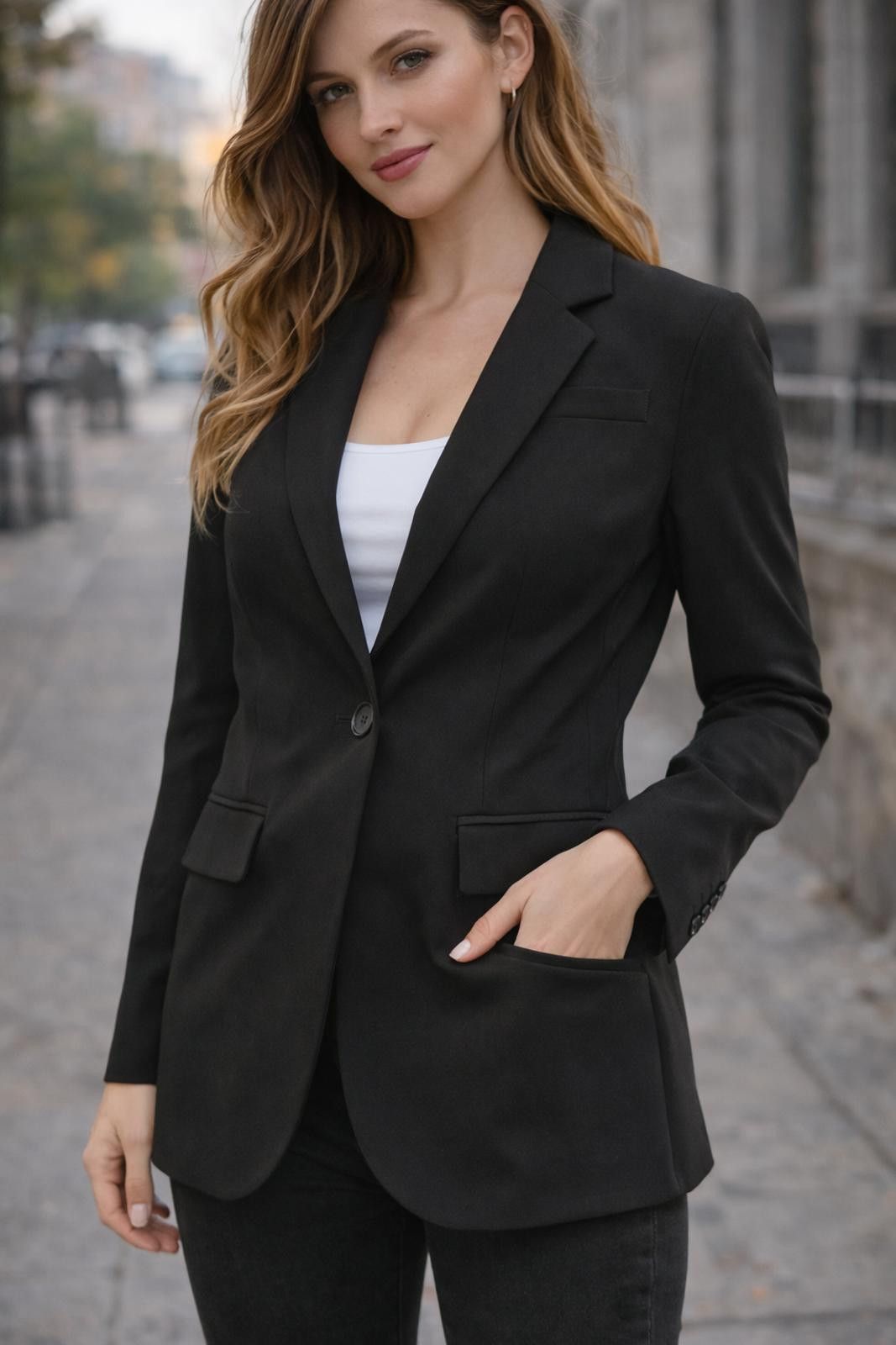 Ann Taylor Ann Taylor Black Blazer Size 0 Stretch Career Jacket Size XXS / US 00 / IT 34 - 1 Thumbnail