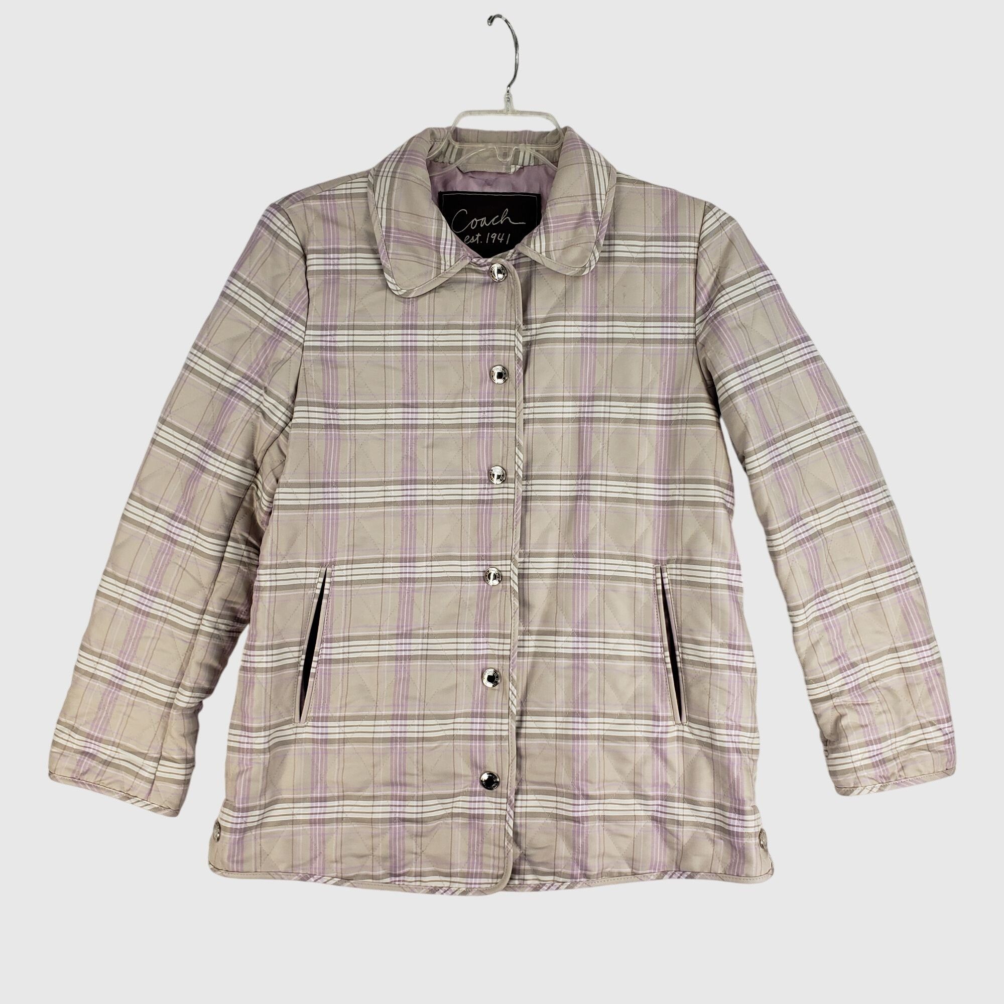 Coach Coach Est. 1941 Purple Quilted Snap-Front Jacket With Collar Size M / US 6-8 / IT 42-44 - 1 Thumbnail