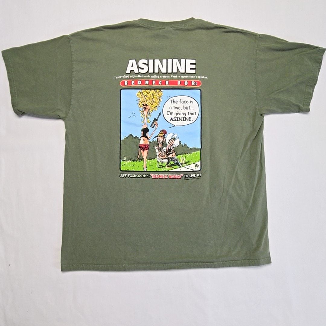 Gildan Vintage Jeff Foxworthy Redneck Words Green XL Humor Shirt Size US XL / EU 56 / 4 - 1 Thumbnail