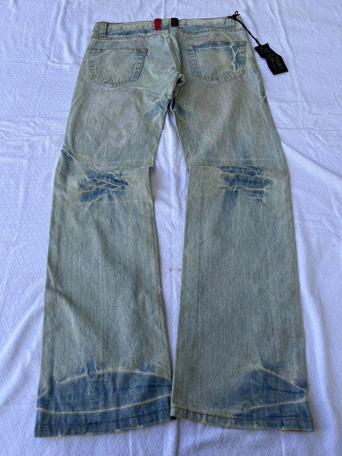 💸BINDINGOFFER💸Limited japanese faded wash dragon denim jeans
